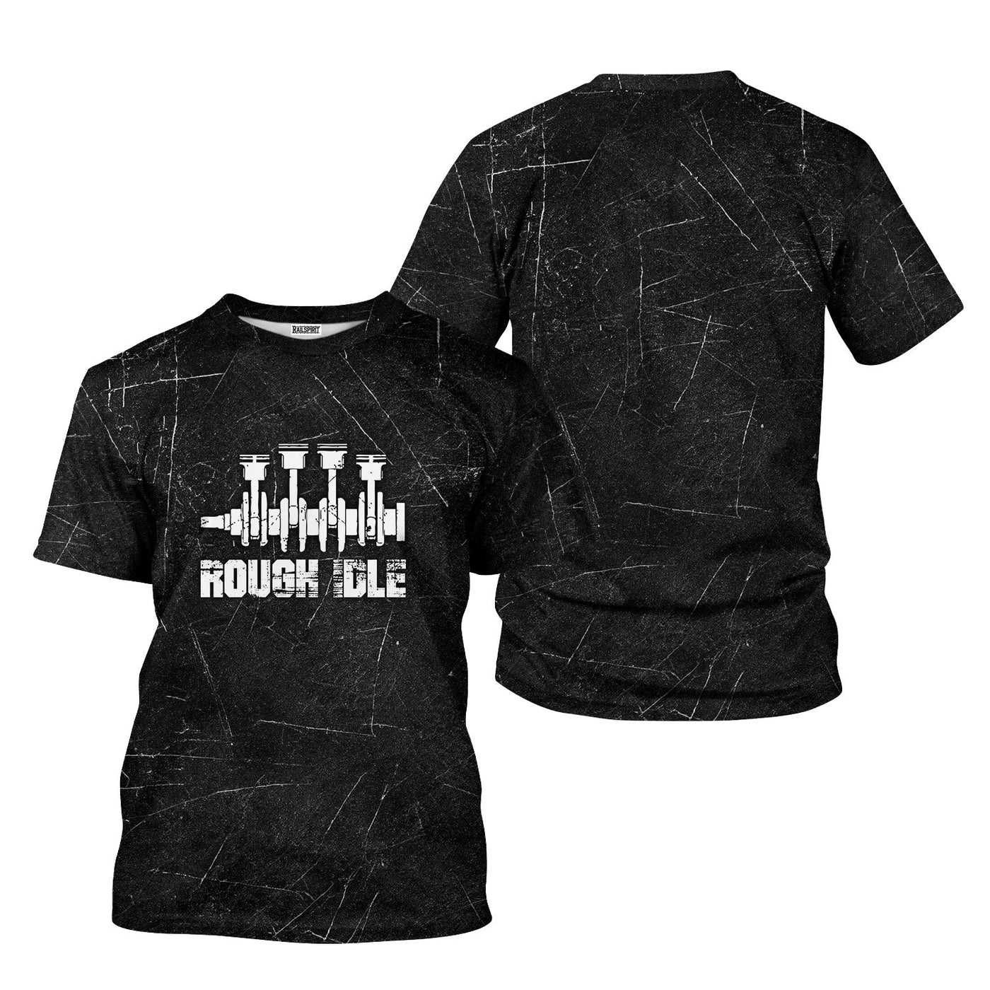 Blisscorners Rough Idle Mechanic Shirt, Car Engine Graphic Tee for Auto Enthusiasts, Car Lovers, and Gearheads, Unique Engine Design Shirt for Men & Women