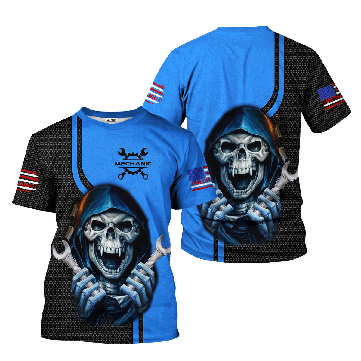 Blisscorners Mechanic Skull Shirt with Wrenches, Cool Automotive Apparel for Car Lovers, Gift for Mechanics & DIY Enthusiasts