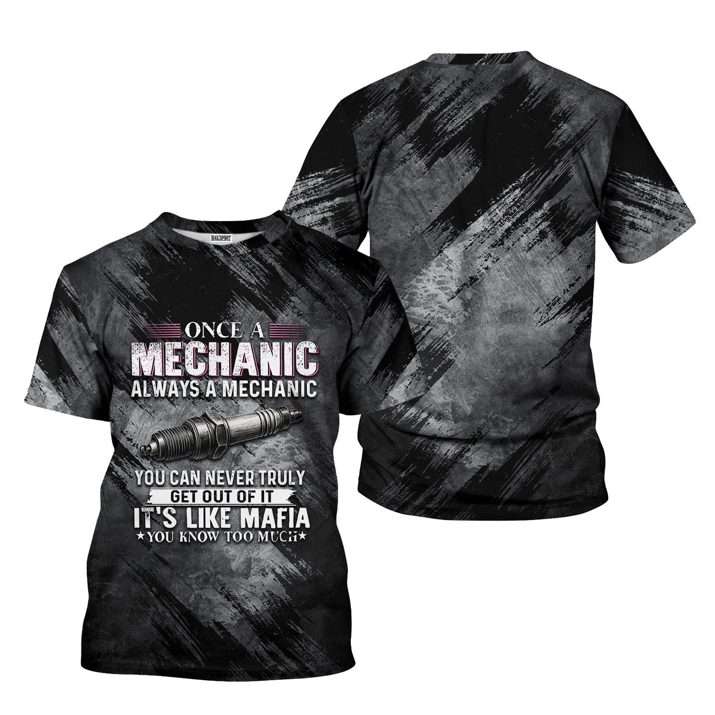 Blisscorners Once A Mechanic Always A Mechanic Shirt Funny Printed Vintage Mechanic Unisex T Shirt Spark Plug Design