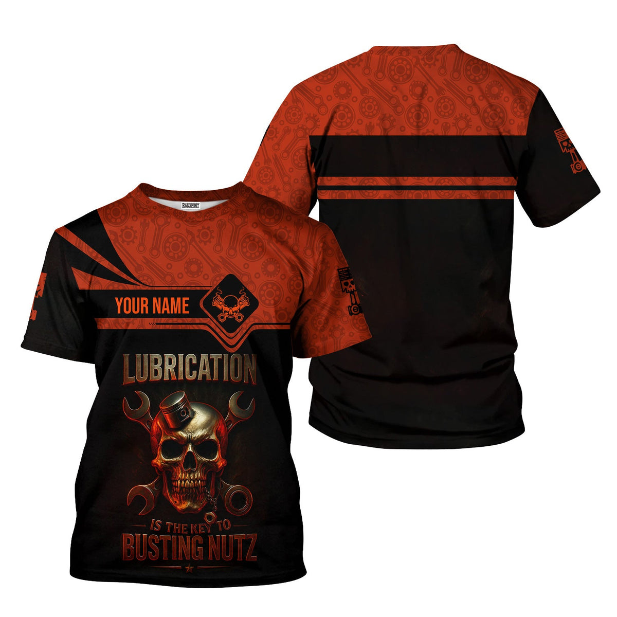 Blisscorners Personalized Mechanic Shirt, Lubrication Is The Key To Busting Nutz, Skull and Wrenches Design, Gift For Men