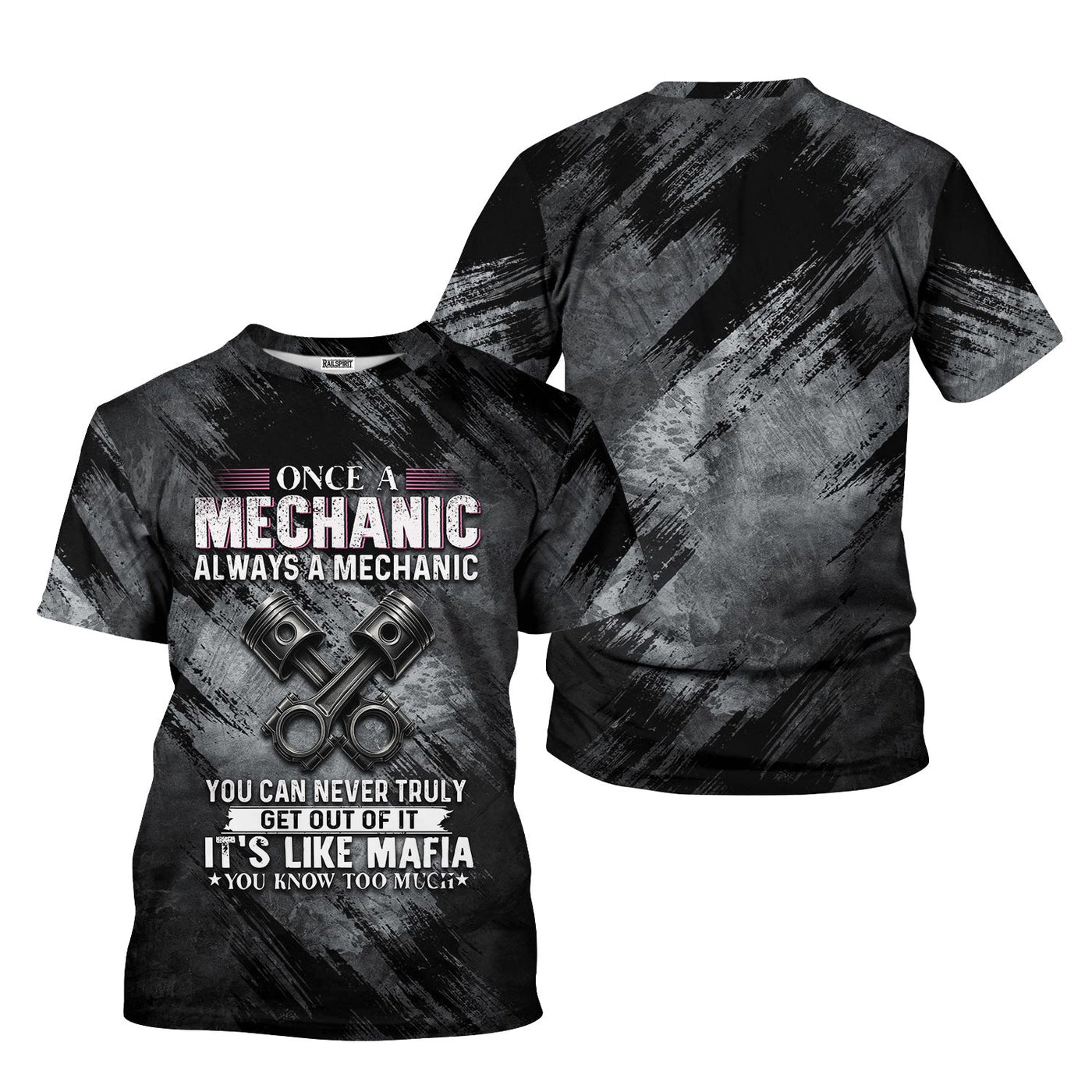 Blisscorners Once A Mechanic Always A Mechanic Shirt Funny Printed Vintage Mechanic Unisex T Shirt Engine Piston Design