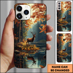 Blisscorners Artist Hunting Deer Lake Autumn Reflection Sunset Personalized Name Phone Case