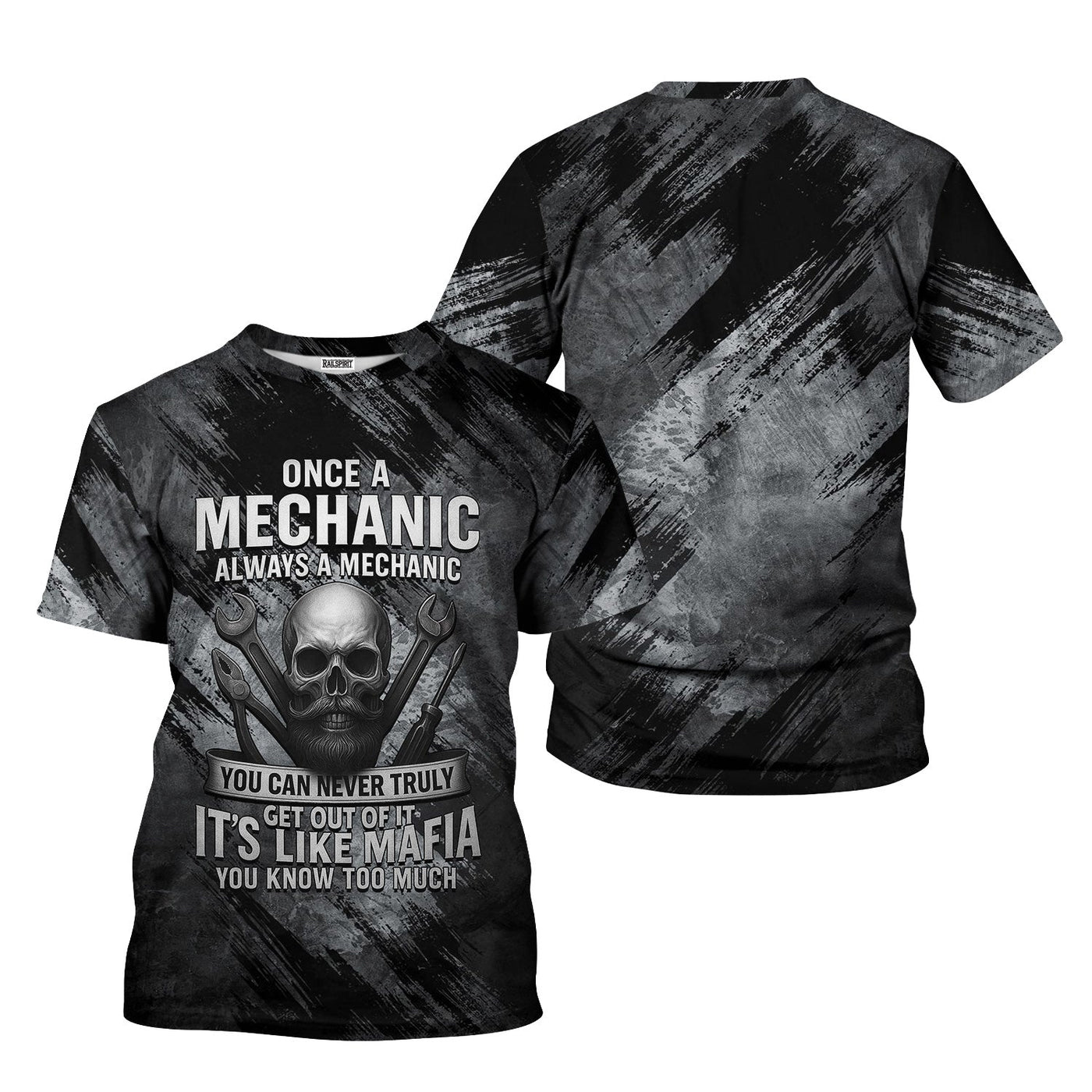 Blisscorners Once A Mechanic Always A Mechanic Shirt Funny Printed Vintage Mechanic Unisex T Shirt Skull and Mechanic Tools Design