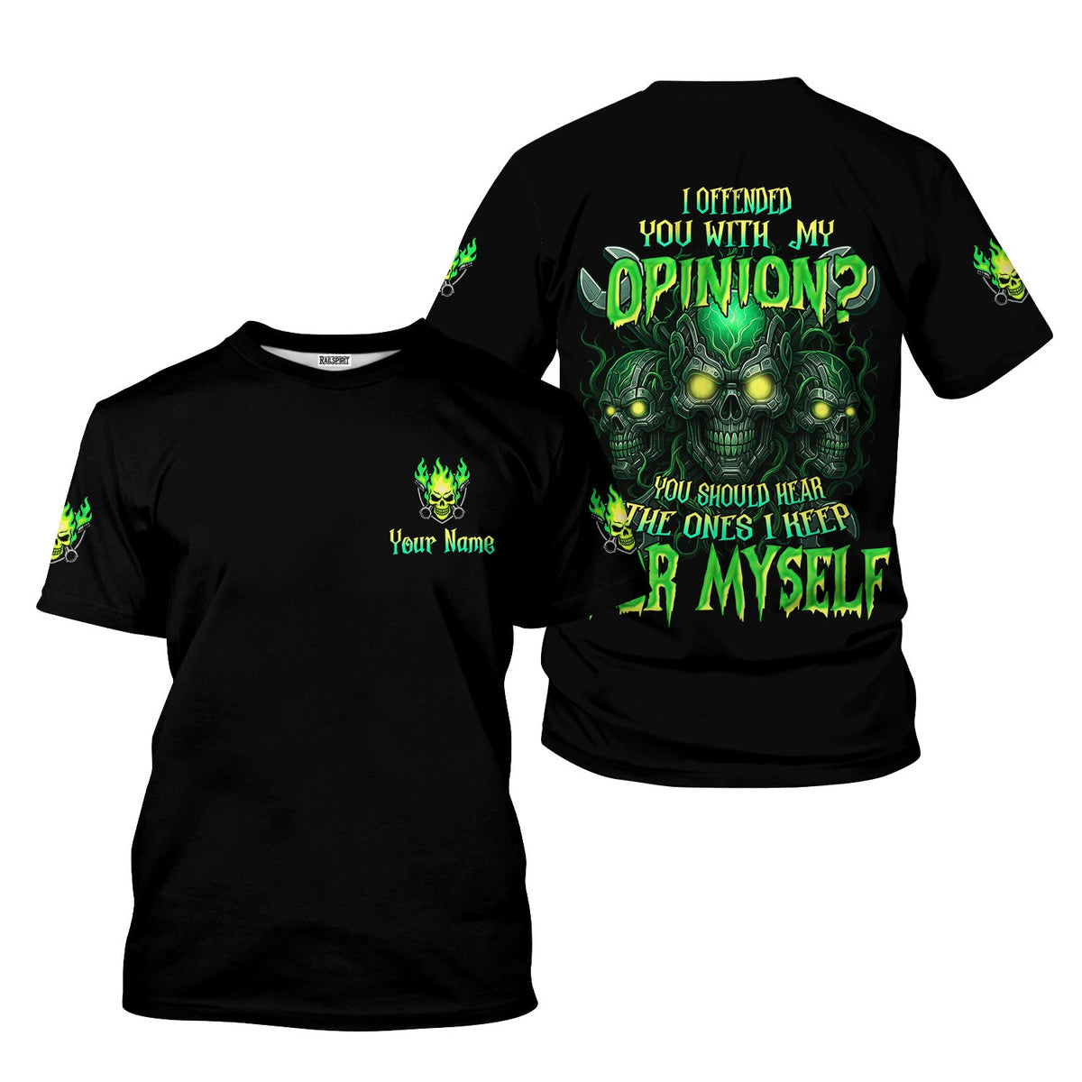 Blisscorners Custom Name Skull Wrench Mechanic T Shirt I Offended You With My Opinion Mechanic Hoodie Jacket Printed T Shirt