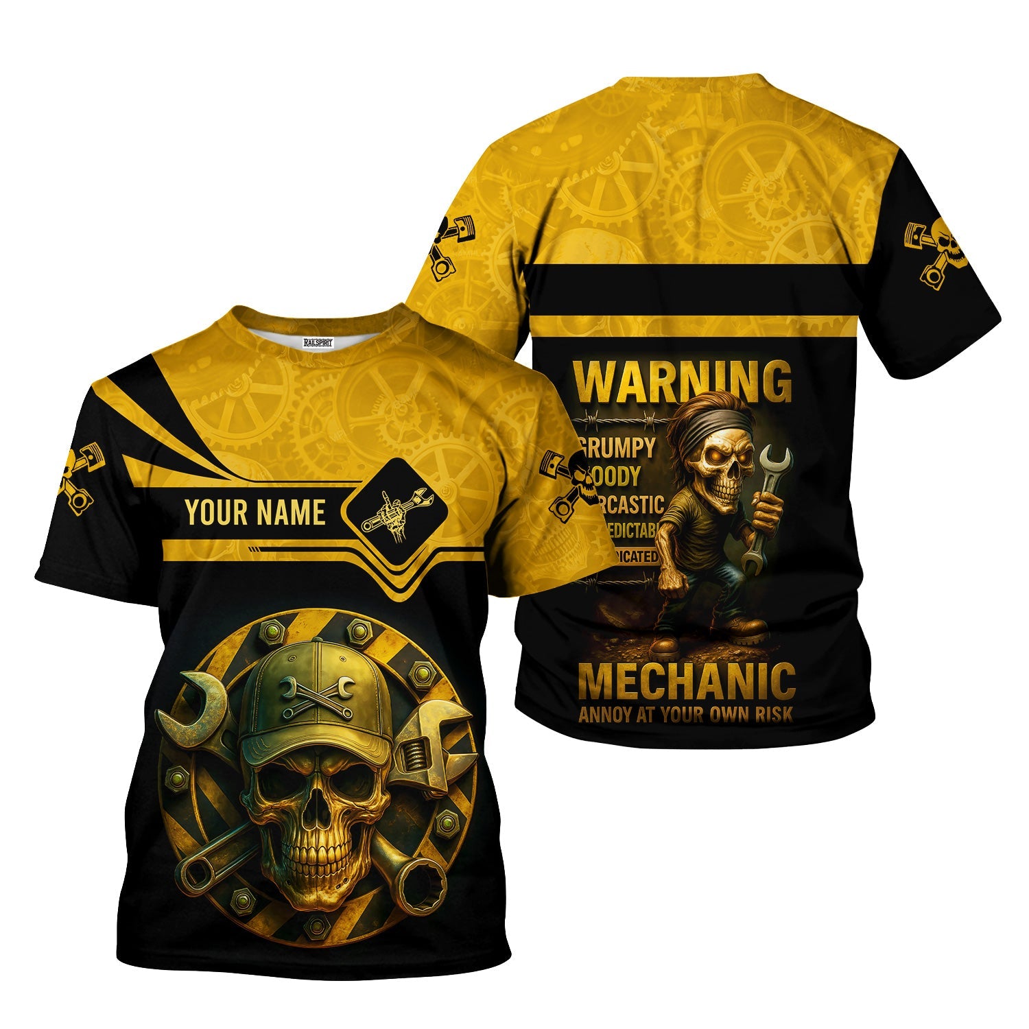 Blisscorners Personalized T-Shirt Warning Grumpy Moody Sarcastic Unpredictable Unmedicated Mechanic Annoy At Your Own Risk Shirt