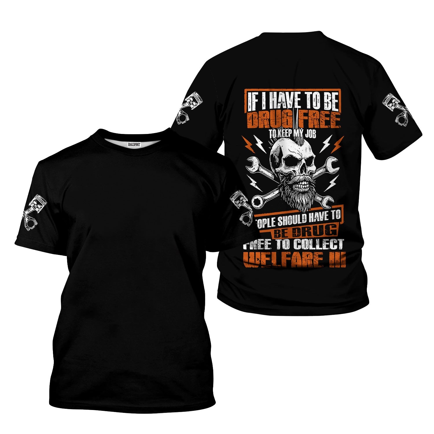 Blisscorners Funny Vintage Mechanic Shirt If I Have To Be Drug Free To Kep My Job Skull Wrench T Shirt