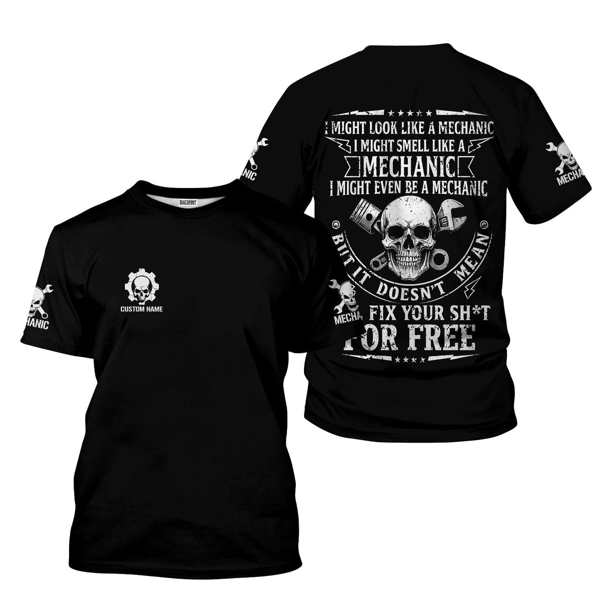 Blisscorners Custom Name Mechanic Shirt I Might Look Like A Mechanic I Might Smell Like A Mechanic T Shirt
