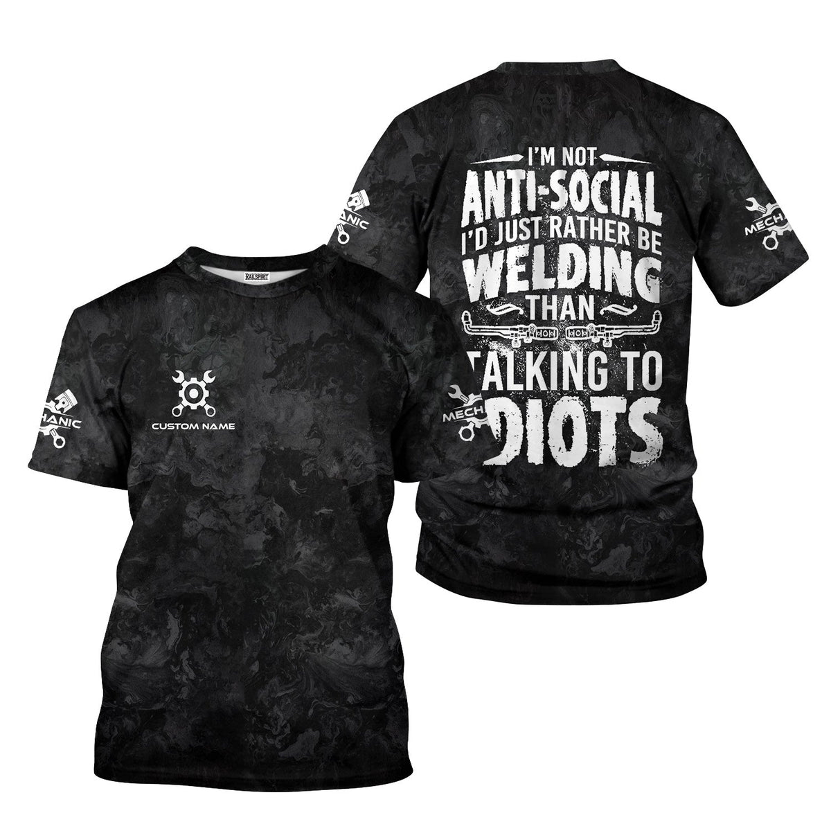 Blisscorners Custom Name Mechanic Shirt I'm Not Anti Social I'd Just Rather Be Welding T Shirt