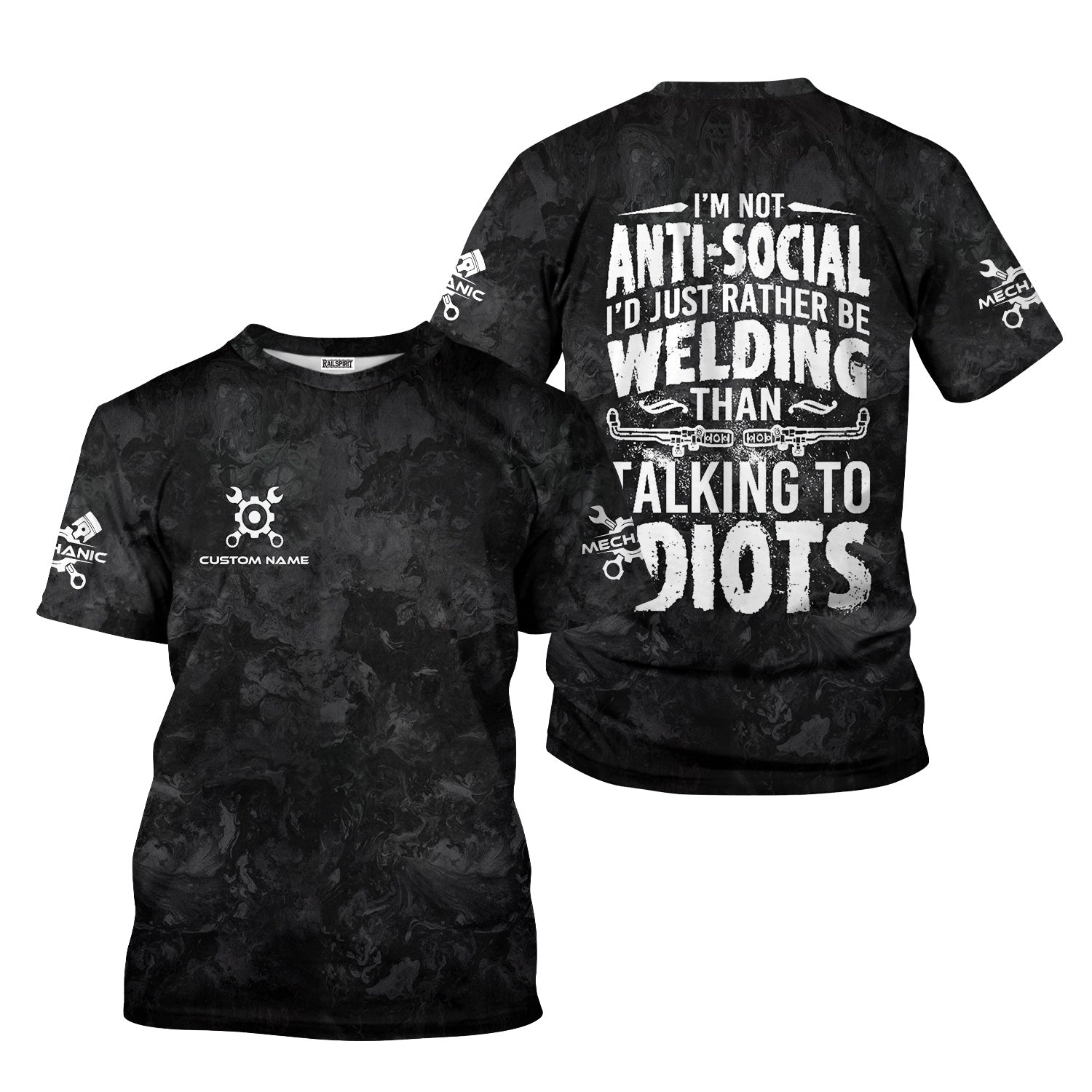 Blisscorners Custom Name Mechanic Shirt I'm Not Anti Social I'd Just Rather Be Welding T Shirt