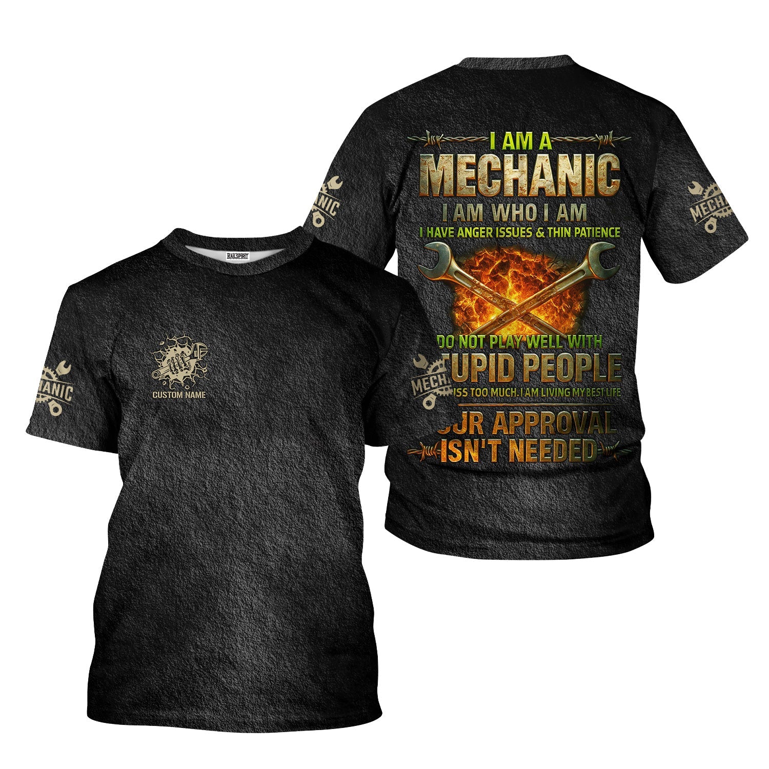 Blisscorners Custom Name Mechanic Shirt I Am A Mechanic I Am Who I Am I Have Anger Issues And Thin Patience T Shirt