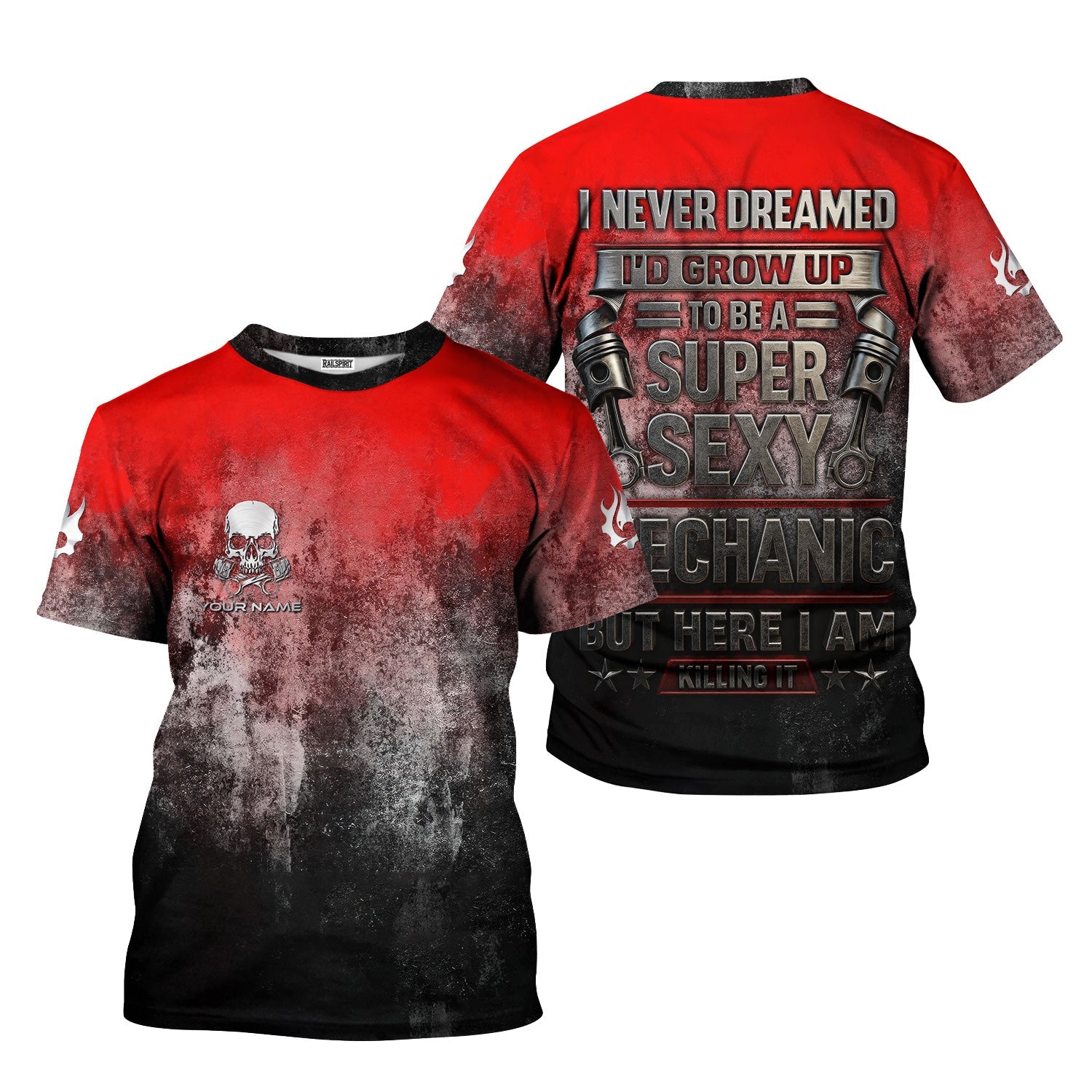Blisscorners Custom Name Mechanic Shirt I Never Dreamed I'd Grow Up To Be A Super Sexy Mechanic T Shirt