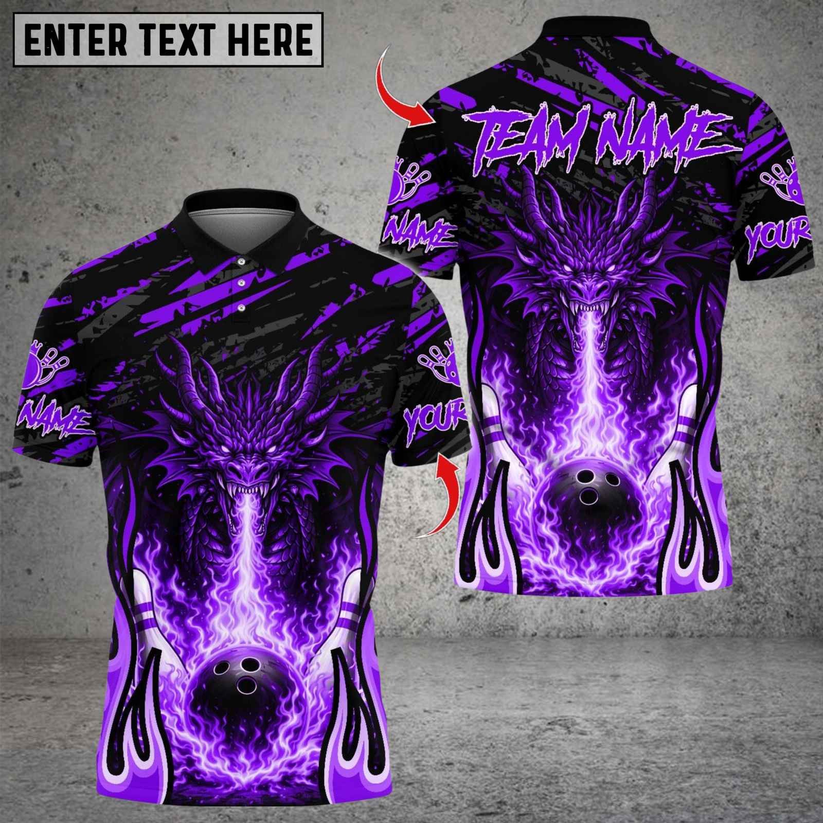 Blisscorners Flaming Dragon Bowling Design Multicolor Customized Name, Team Name 3D Shirts
