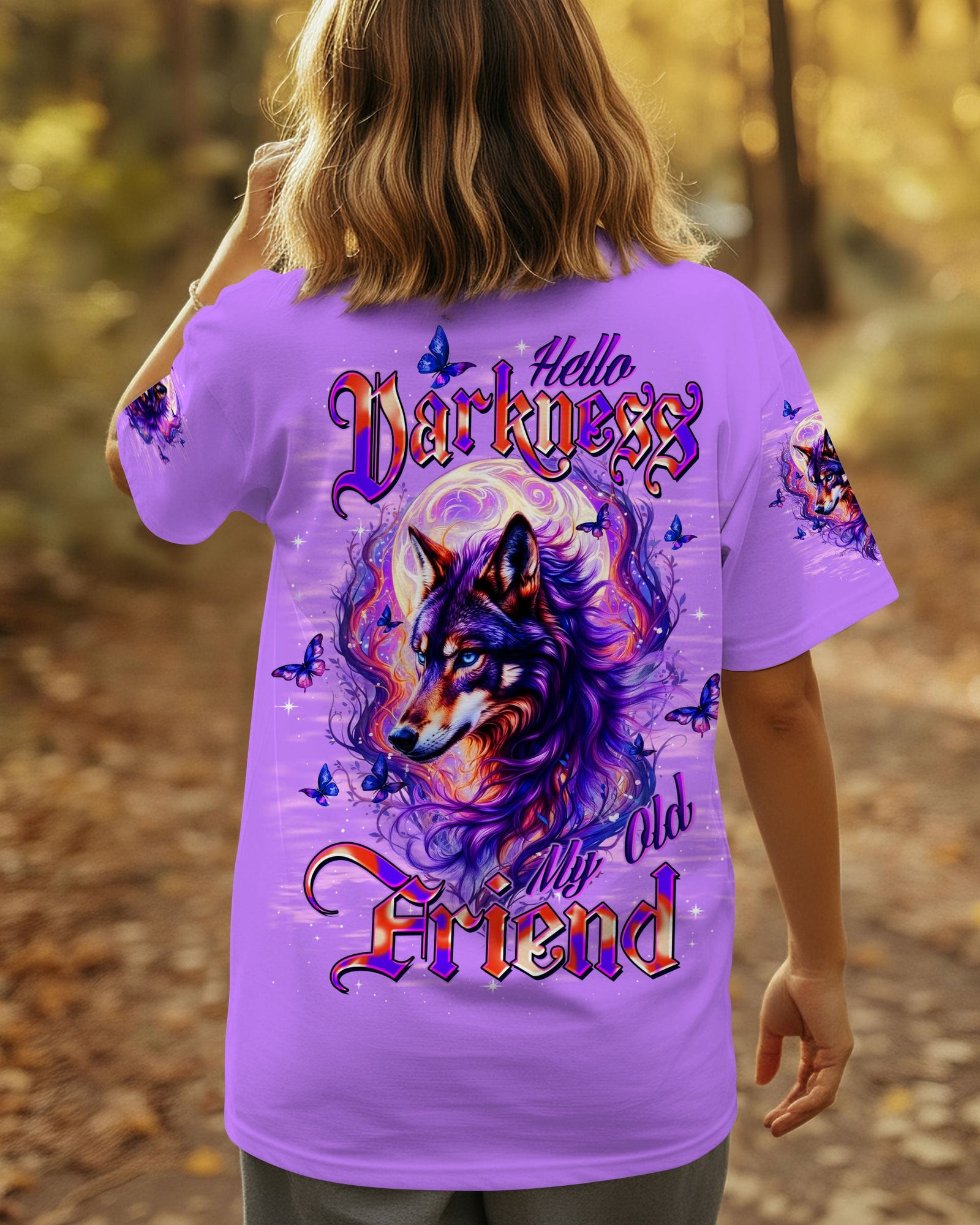 BLISSCORNERS HELLO DARKNESS MY OLD FRIEND WOLF ALL OVER PRINT