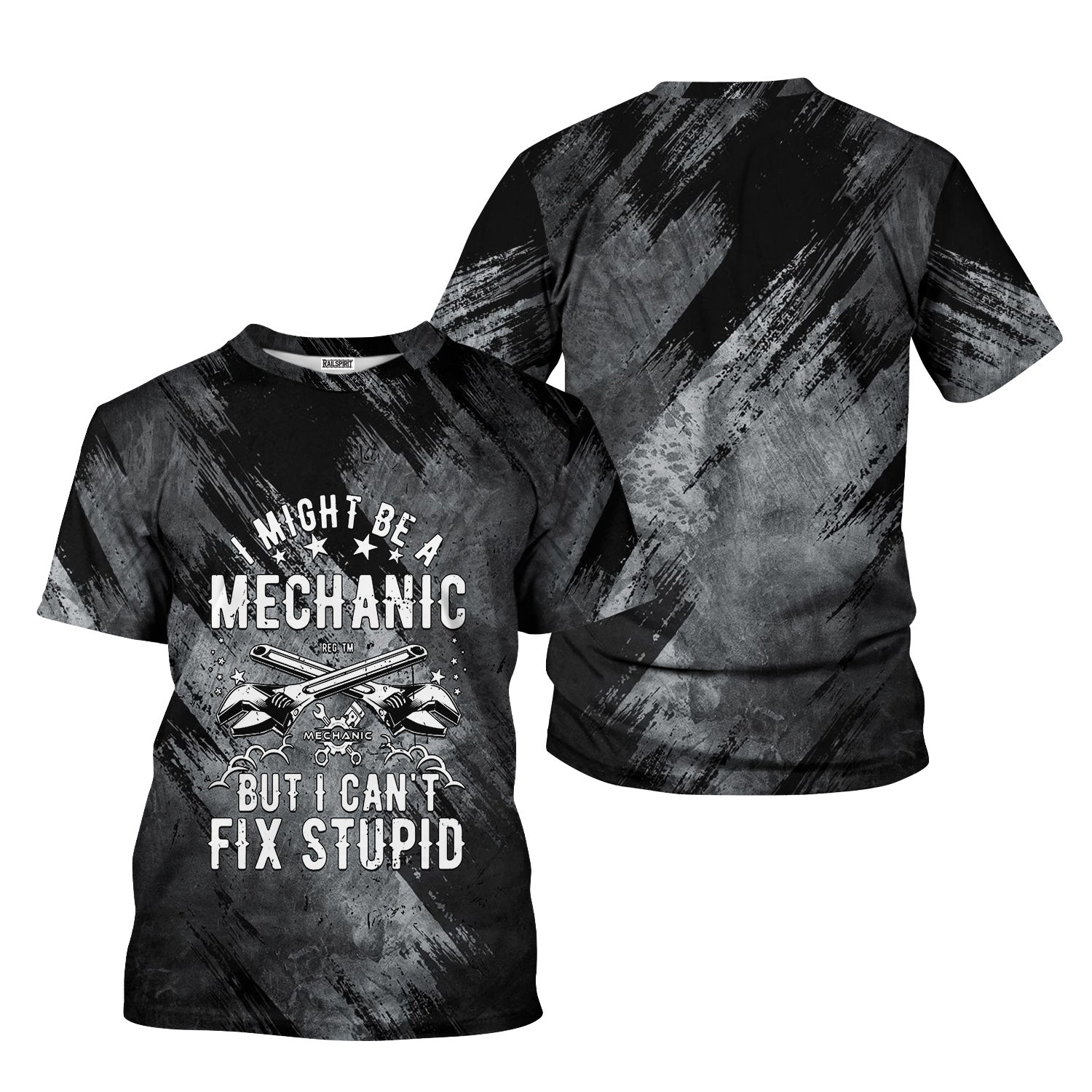 Blisscorners Vintage Mechanic Unisex T Shirt I Might Be A Mechanic Wrench Black Shirt All Over Print