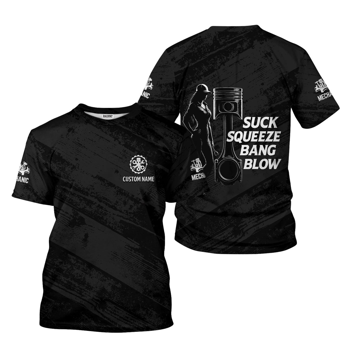Blisscorners Personalized Mechanic Shirt, Suck Squeeze Bang Blow, Funny Quote Design, Gift For Men