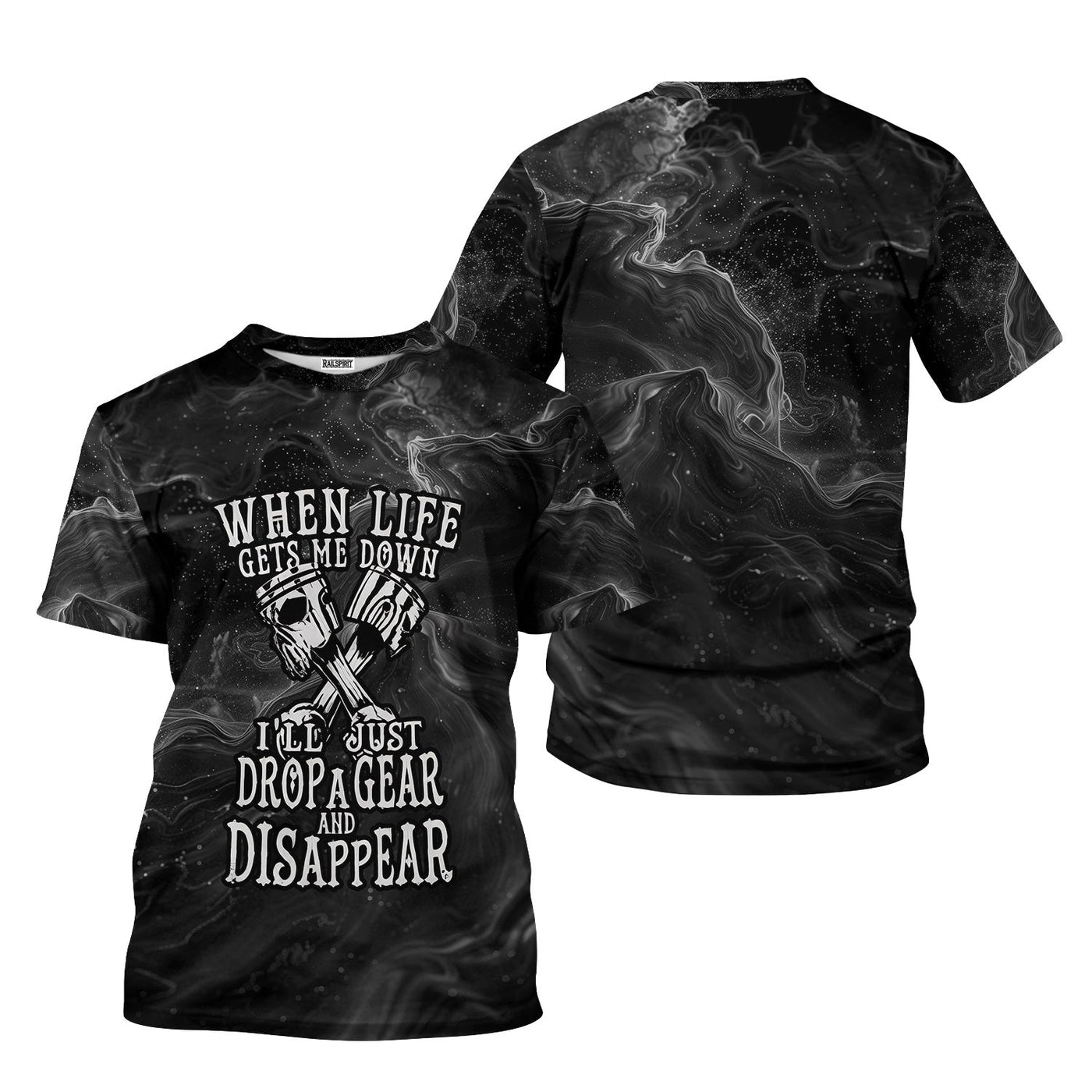 Blisscorners When Life Gets Me Down I'll Just Drop A Gear And Disapper Shirt Funny Printed Vintage Mechanic Unisex T Shirt