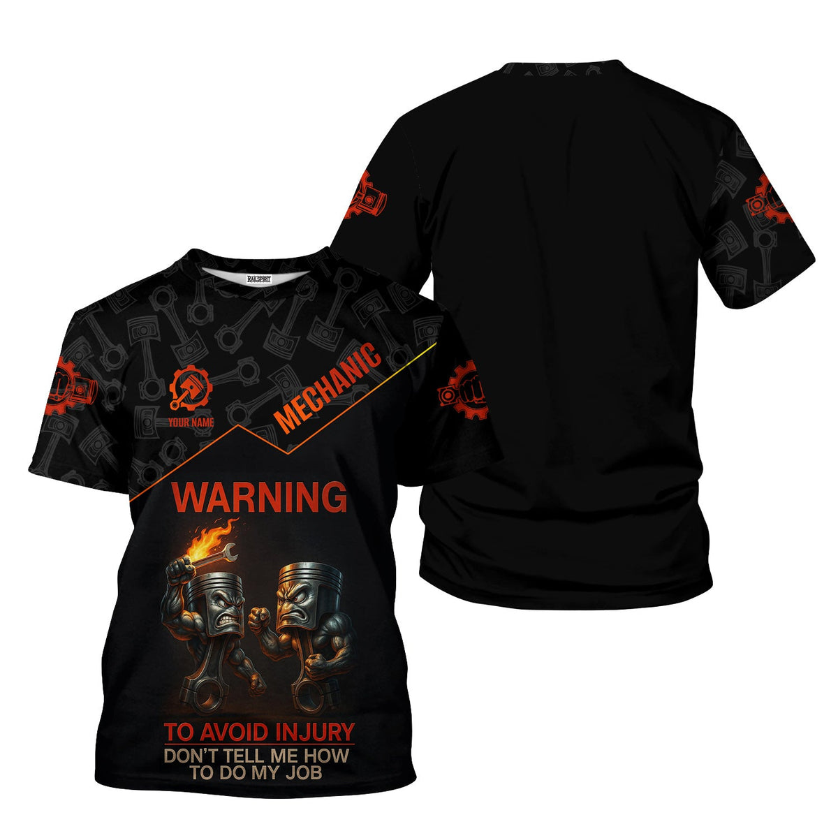 Blisscorners Personalized Auto Repair Mechanic Shirt, Funny Piston Warning Graphic, To Avoid Injury Don’t Tell Me How To Do My Job, Gift For Men