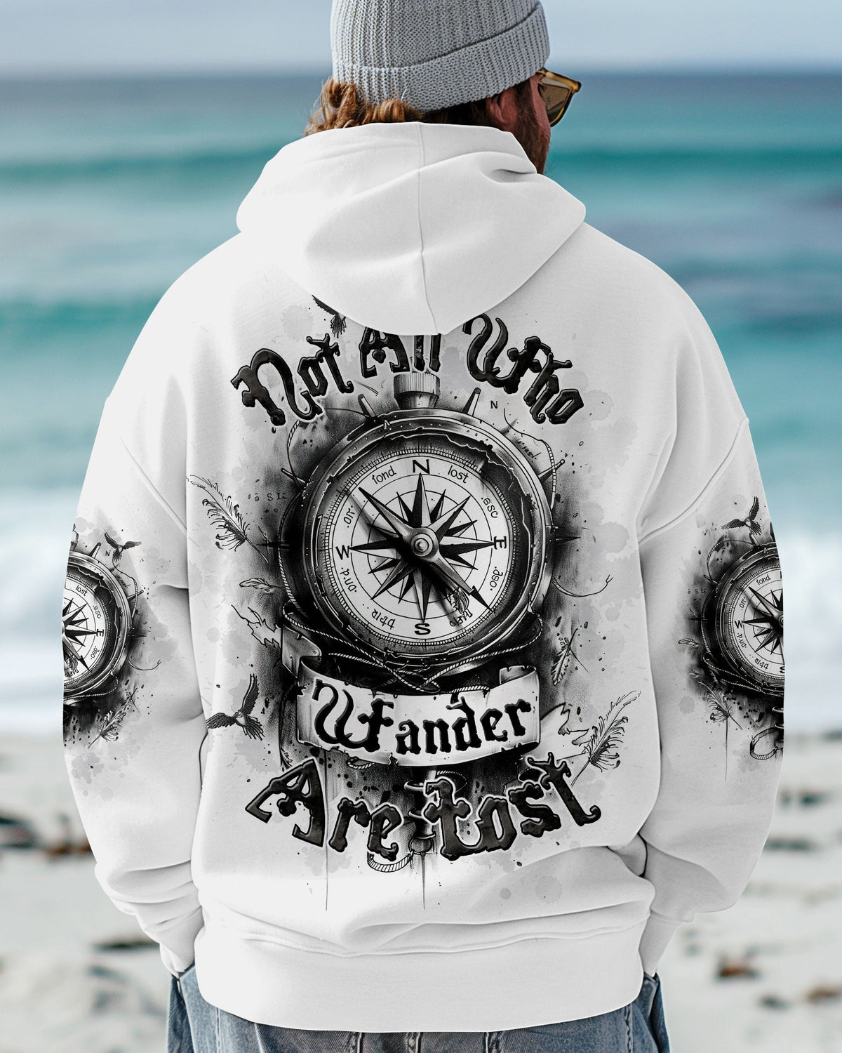 BLISSCORNERS NOT ALL WHO WANDER ARE LOST COMPASS ALL OVER PRINT