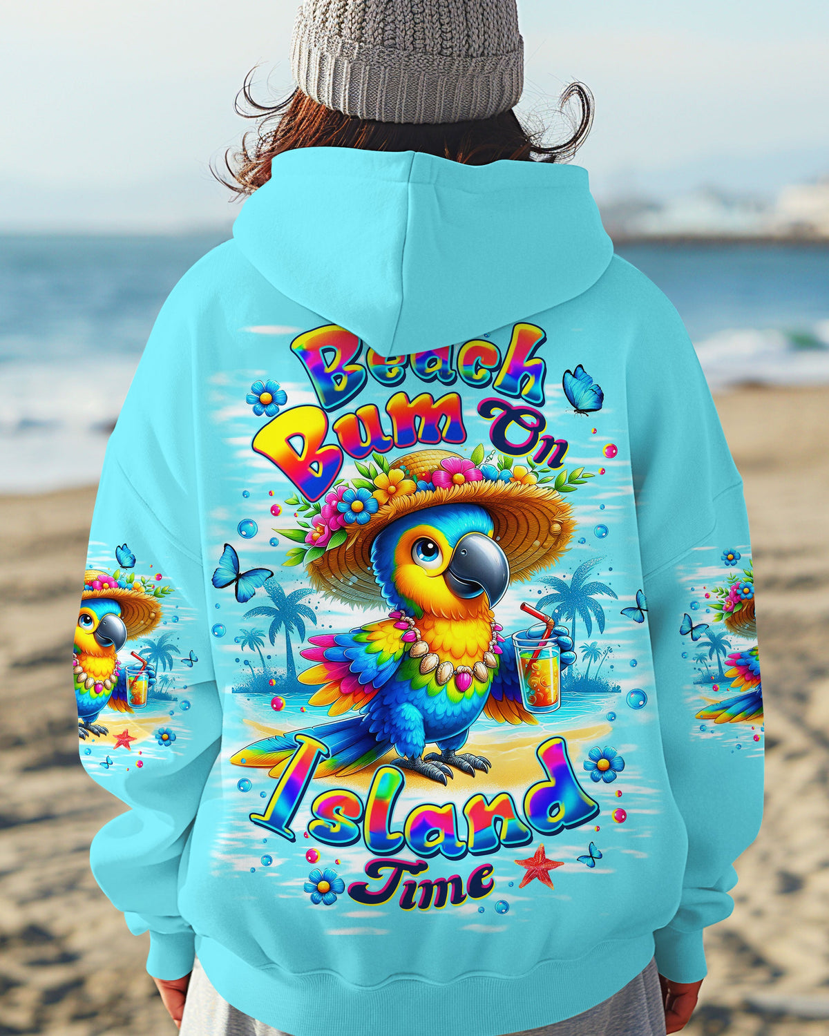 BLISSCORNERS BEACH BUM ON ISLAND TIME PARROT ALL OVER PRINT
