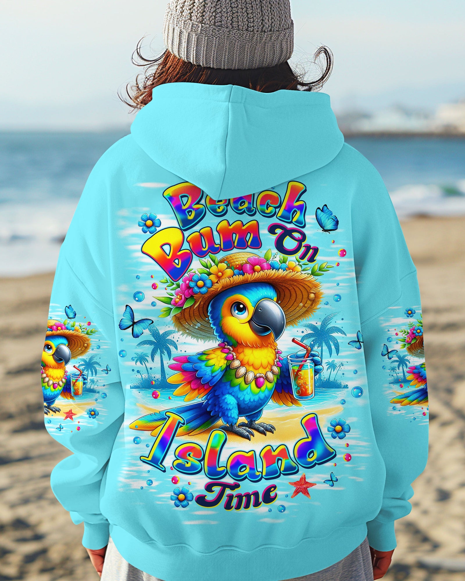 BLISSCORNERS BEACH BUM ON ISLAND TIME PARROT ALL OVER PRINT