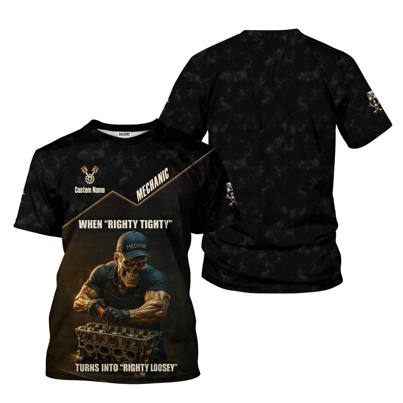 Blisscorners Personalized Mechanic Shirt, When "Righty Tighty" Turn Into "Righty Loosey", Funny Quote Design, Gift For Men