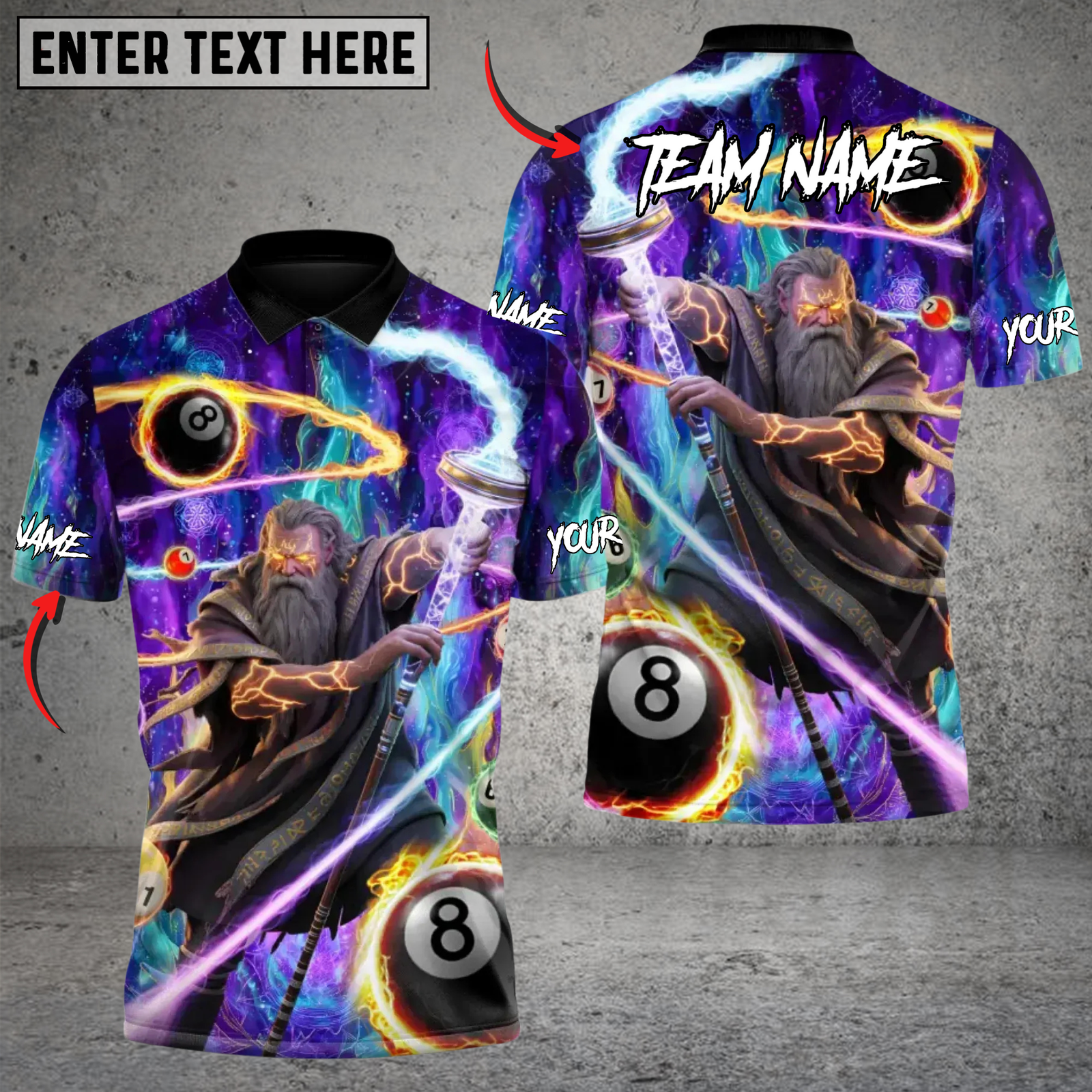 Blisscorners Billiards Arcane Strike Wizard Personalized Name 3D Unisex Shirt
