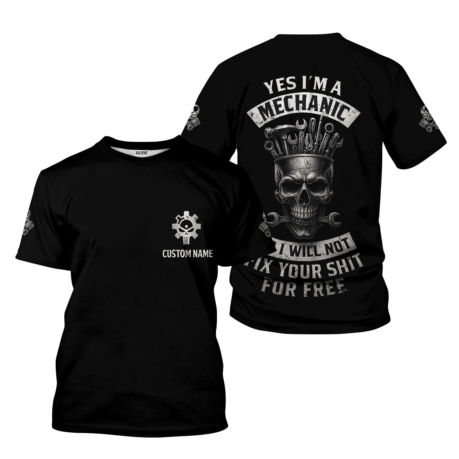 Blisscorners Personalized Mechanic Shirt, Yes I'm A Mechanic No I Will Not Fix For Free, Funny Quote Design, Gift For Men
