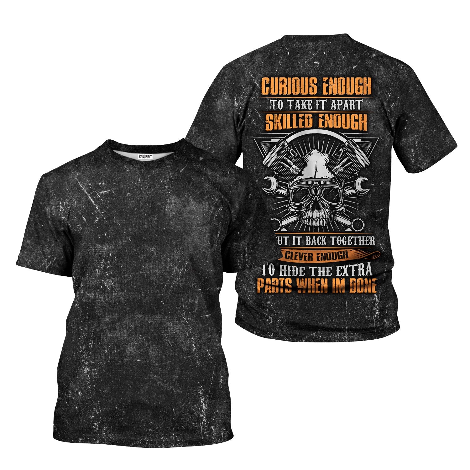 Blisscorners Funny Mechanic Shirt, Curious Enough Skilled Enough Clever Enough Quote Shirt, Auto Repair Gift Idea for Car Lovers & Mechanics