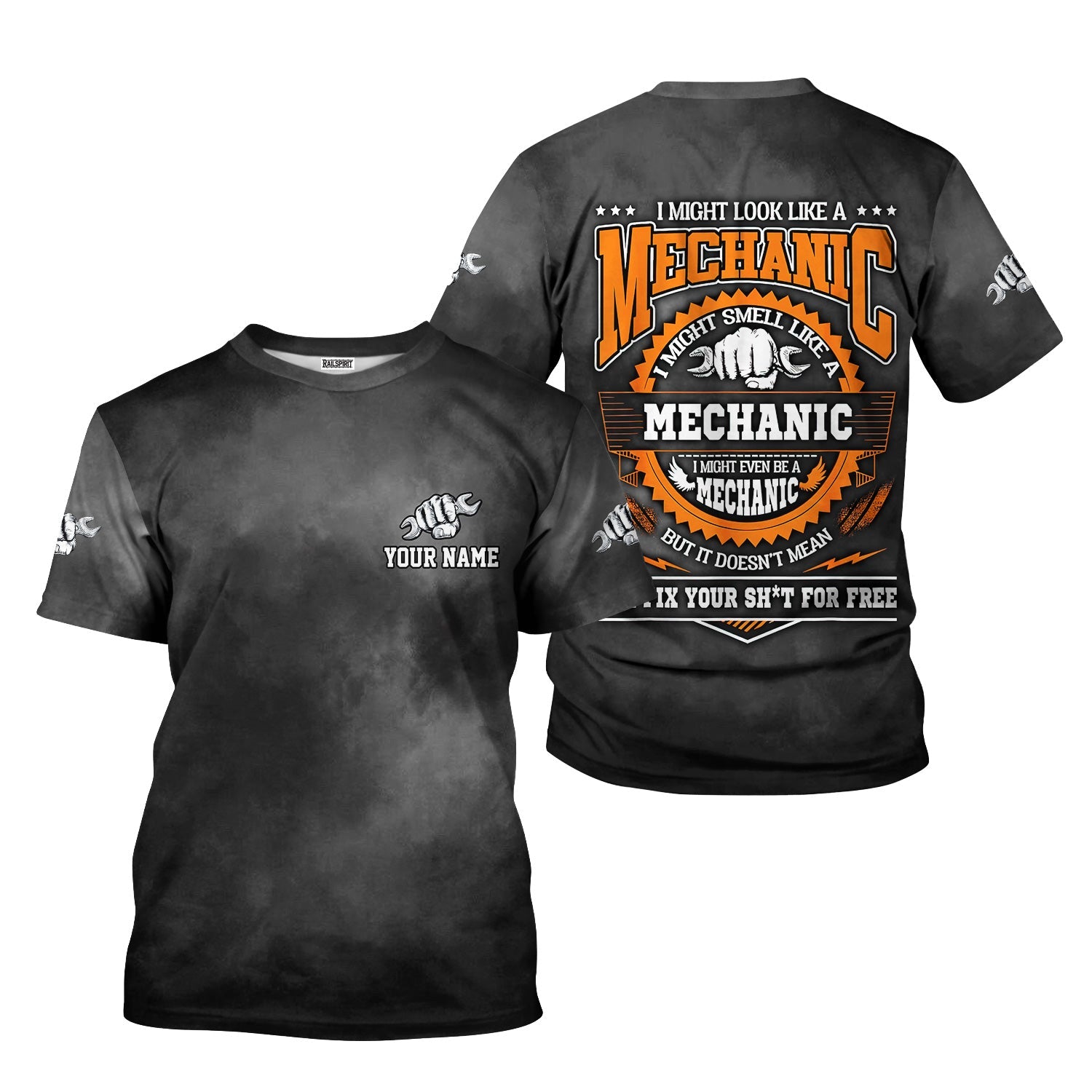 Blisscorners Mechanic Humor Shirt, I Might Look Like a Mechanic, Smell Like a Mechanic, But I Won’t Fix Your Sh*t for Free, Perfect Gift for Auto Repair Fans