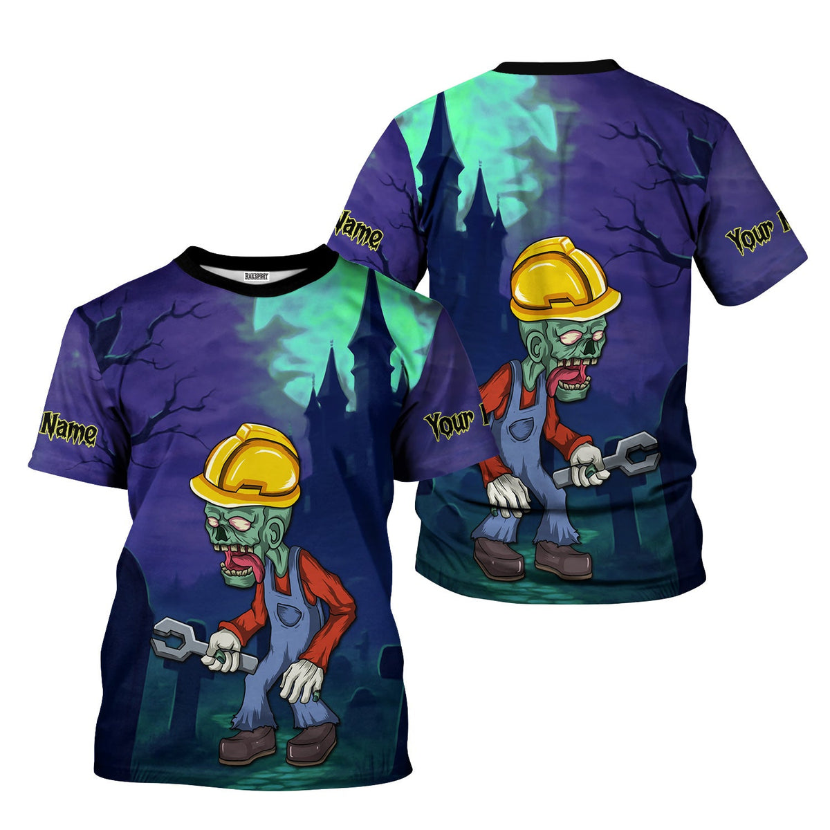 Blisscorners Custom Name Zombie Mechanic T Shirt Haunted House Halloween Shirt For Mechanic