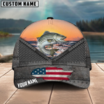 Blisscorners Striped Bass Fishing Sunset Customized Name 3D Cap