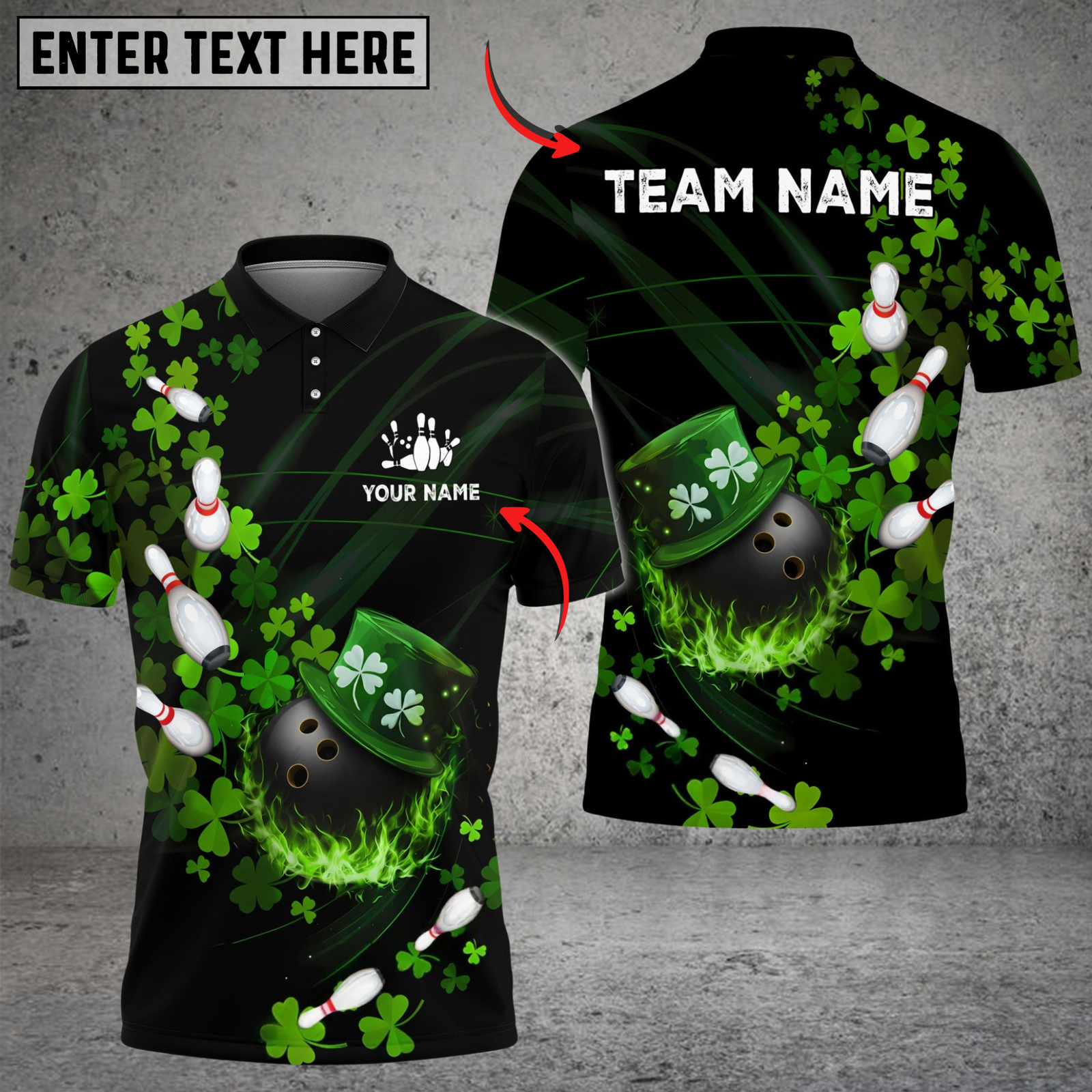 Blisscorners Bowling Irish Leaf Flow Personalized Name, Team Name 3D Shirt