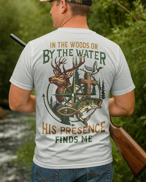 Blisscorners In The Woods Or By The Water Shirt, Personalized Hunting 3D Shirt - Grey