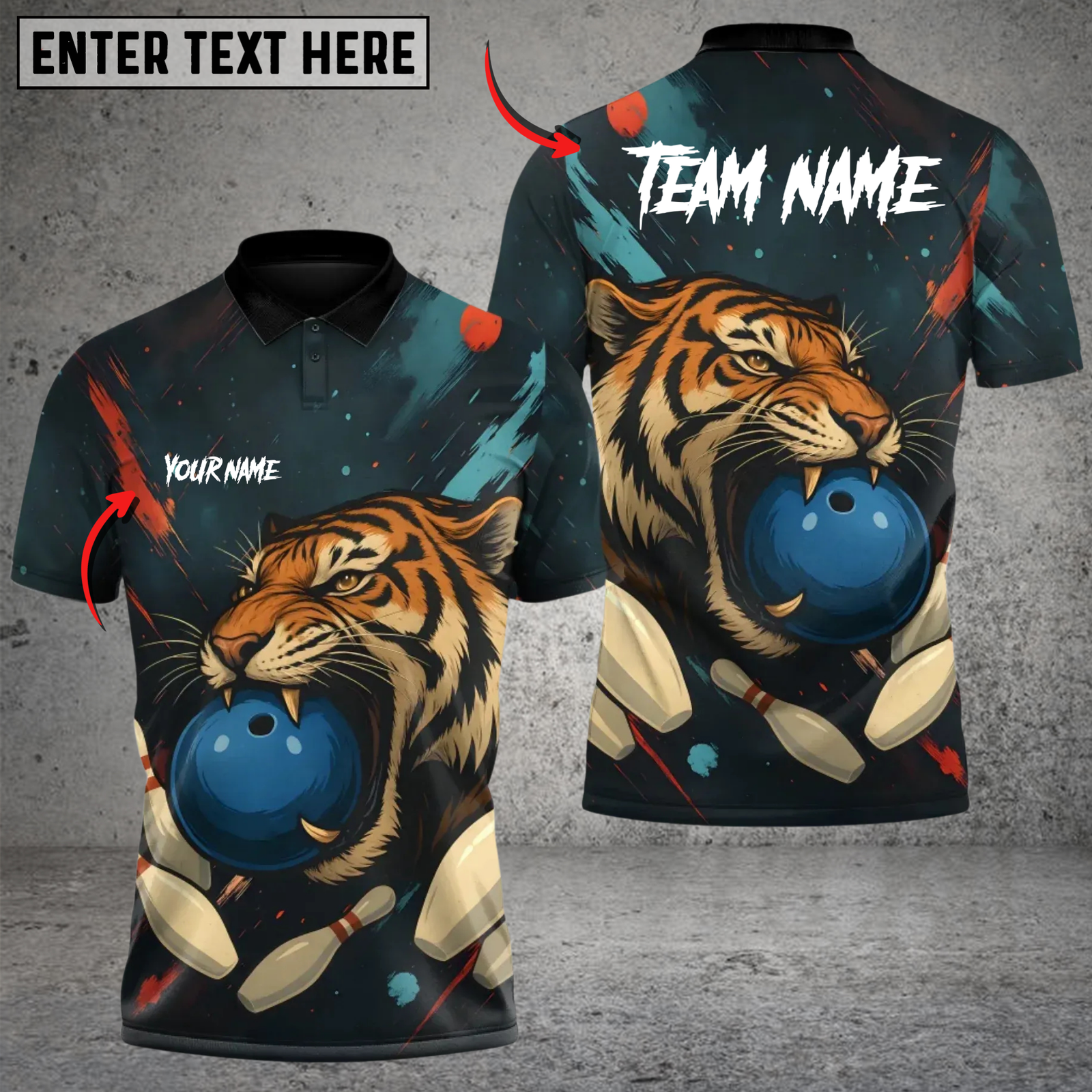 Blisscorners Bowling Tiger Ball Multicolor Customized Name, Team Name 3D Shirts