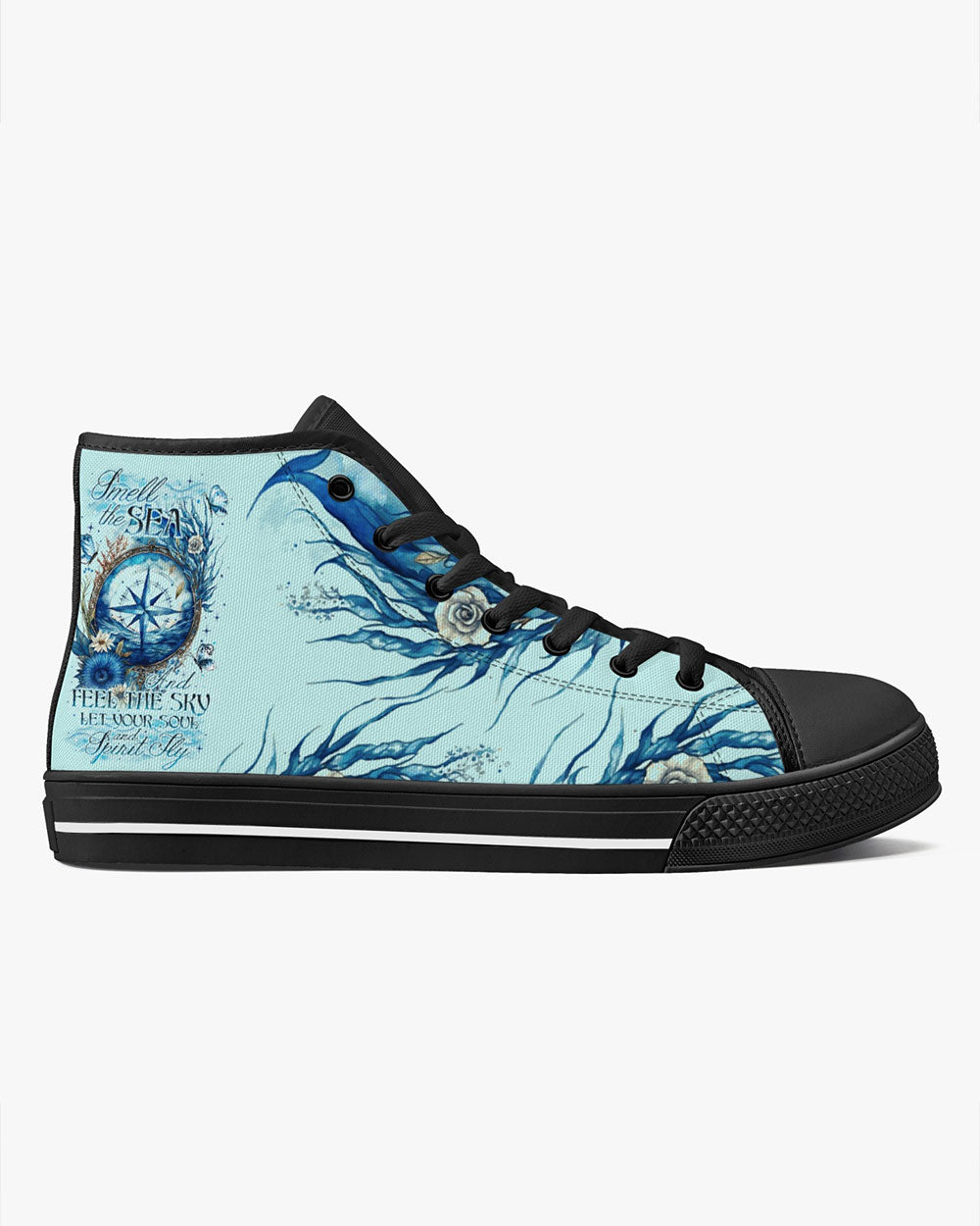 BLISSCORNERS SMELL THE SEA AND FEEL THE SKY HIGH TOP CANVAS SHOES