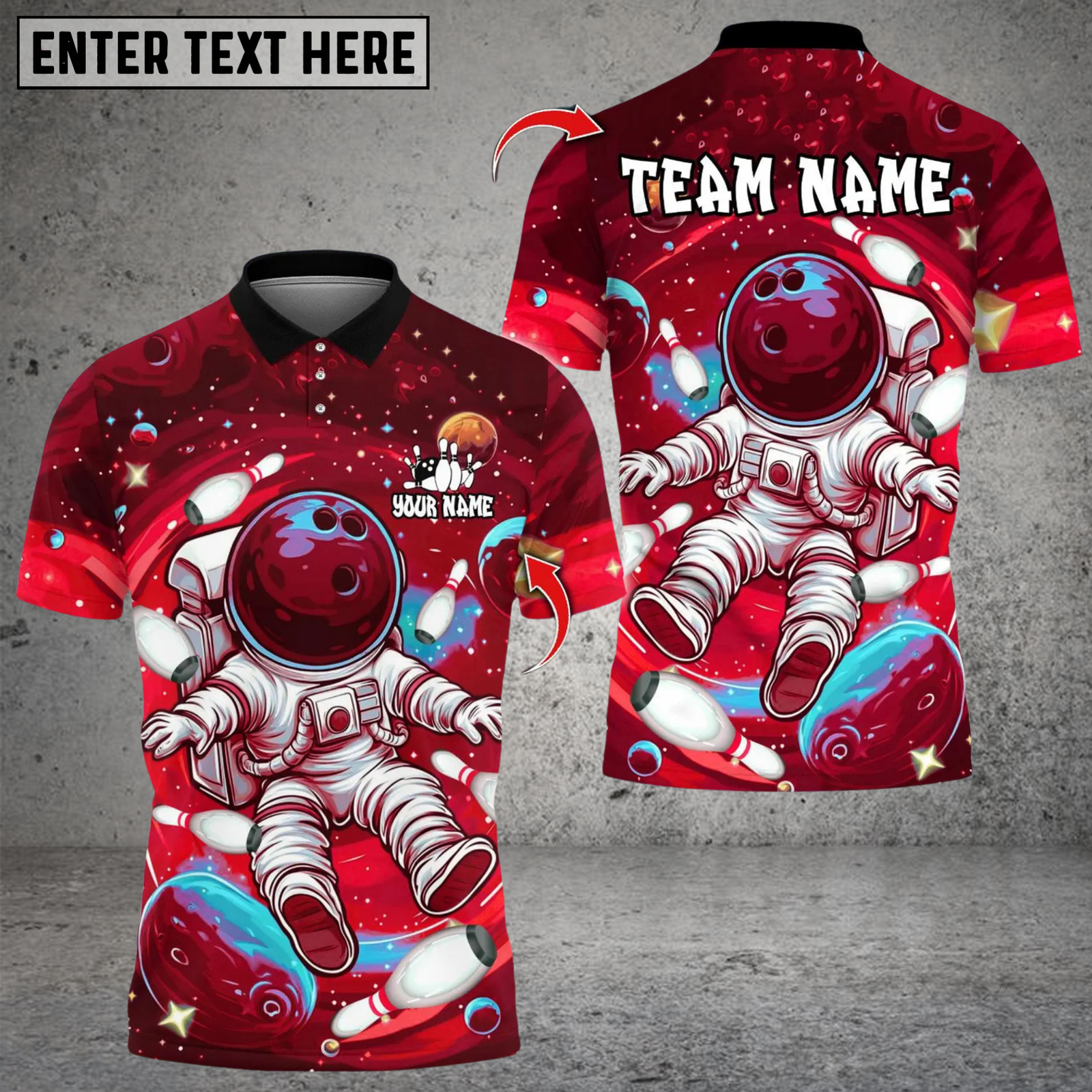 Blisscorners Bowling Vibrant Astronaut Space Multicolor Customized Name, Team Name 3D Shirts