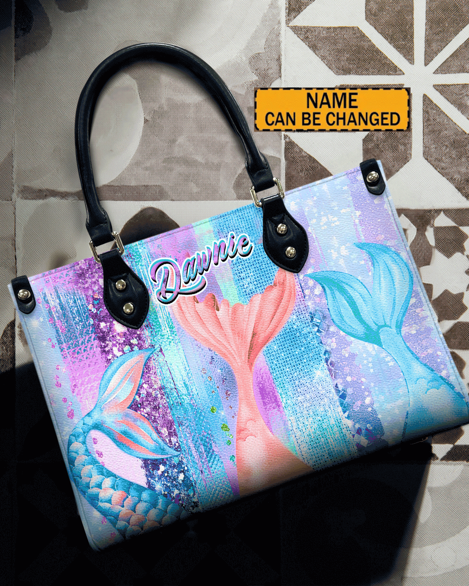 BLISSCORNERS MERMAID HOLOGRAPHIC LEATHER HANDBAG