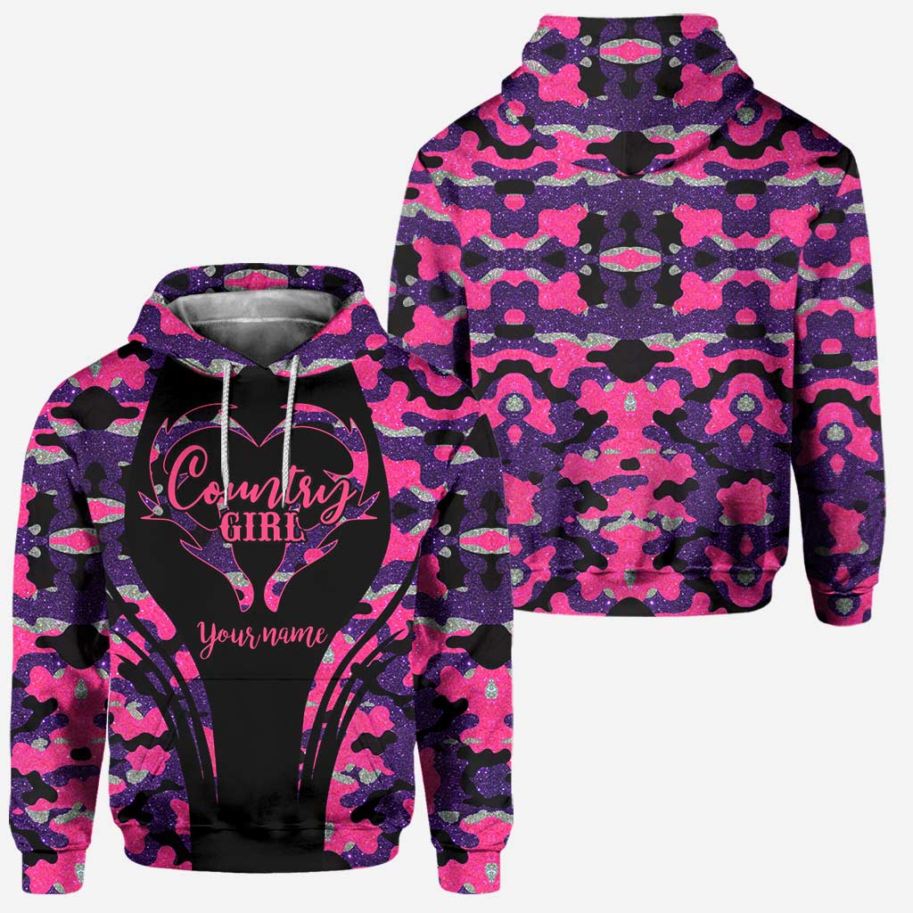 Blisscorners Country Girl, Personalized Hunting All Over Shirt, Personalized 3D Hoodie For Hunting Lover