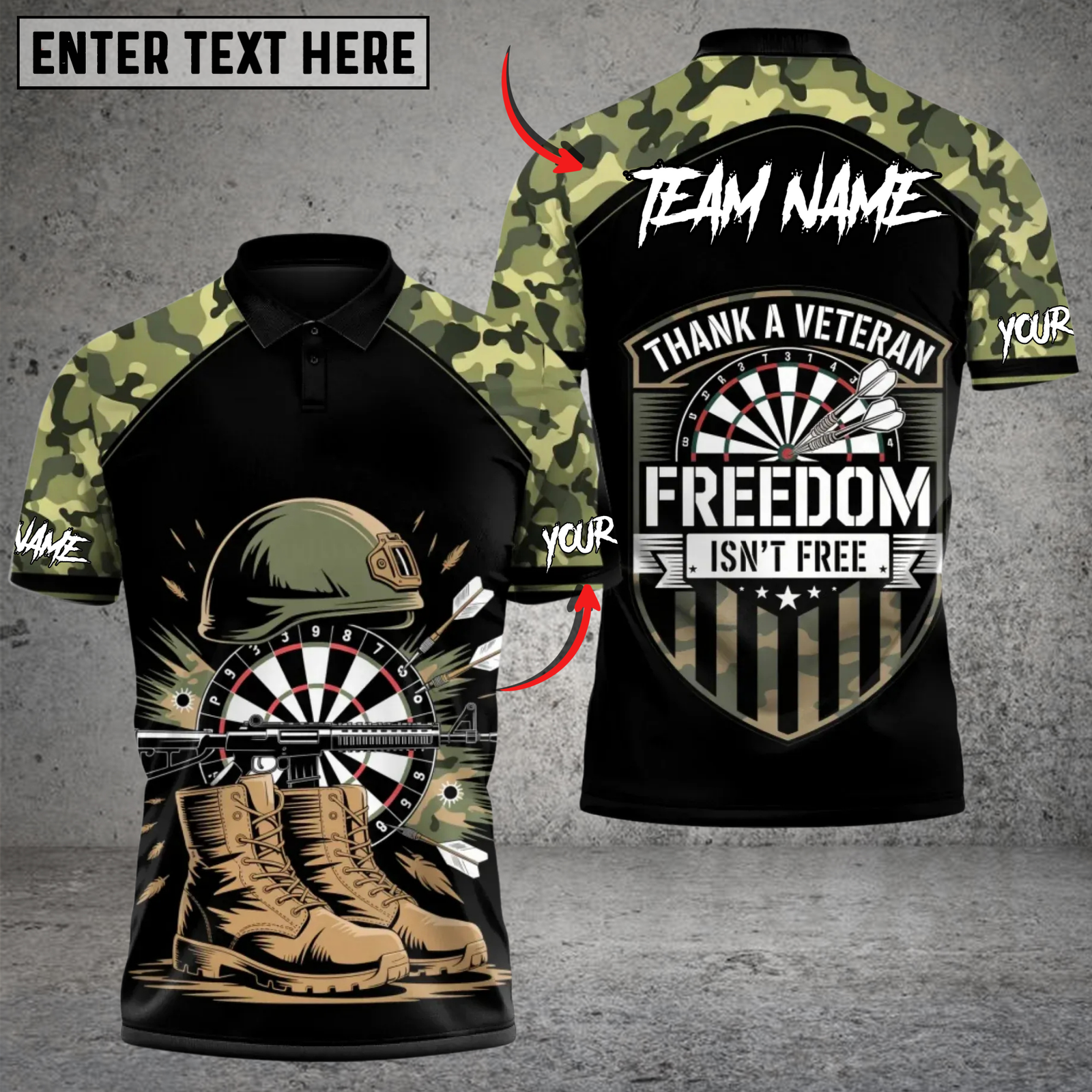 Blisscorners Veteran Honor Darts Multicolor Customized Name, Team Name 3D Shirts