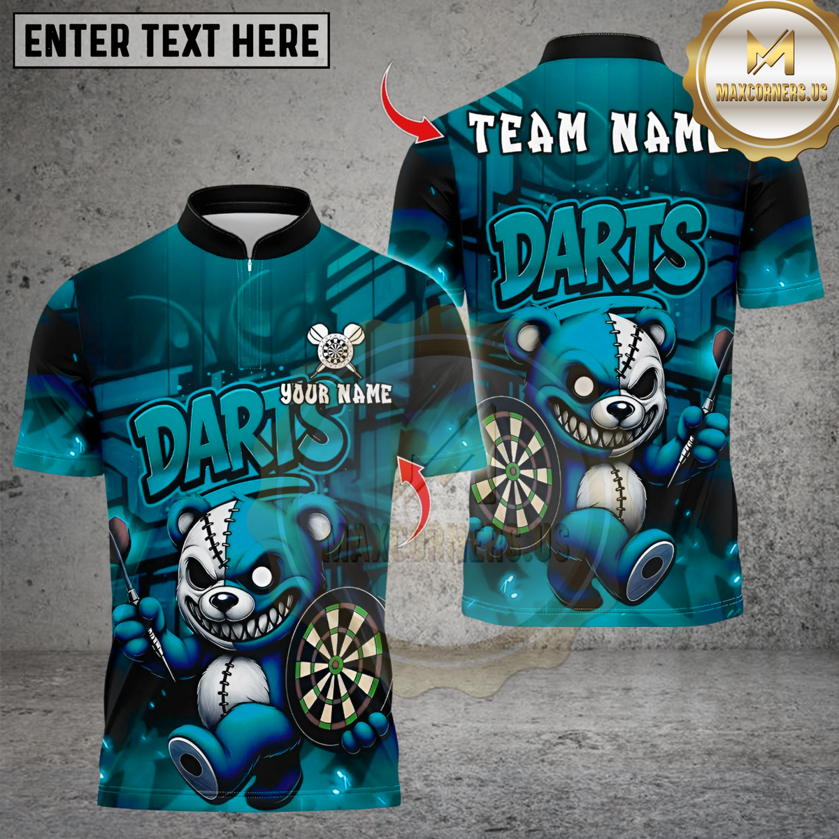Blisscorners Darts Halloween Bear With Dartboard Multicolor Customized Name, Team Name 3D Shirts