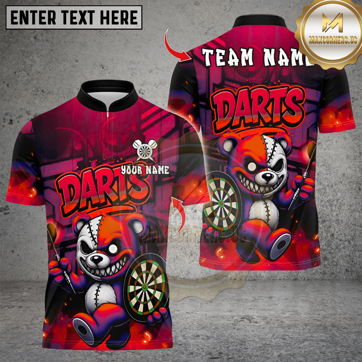 Blisscorners Darts Halloween Bear With Dartboard Multicolor Customized Name, Team Name 3D Shirts
