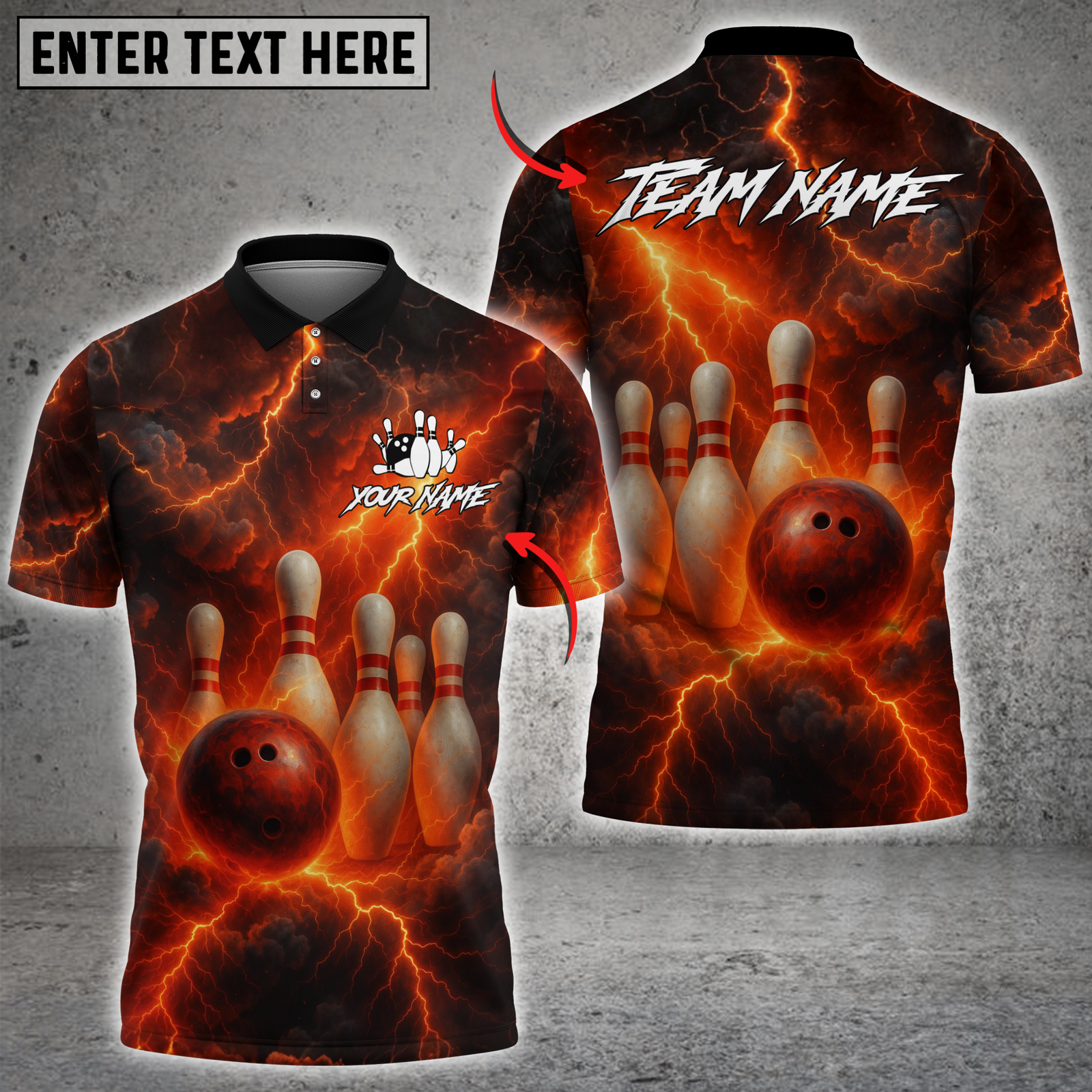 Blisscorners Bowling Fire Storm Multicolor Customized Name, Team Name 3D Shirt