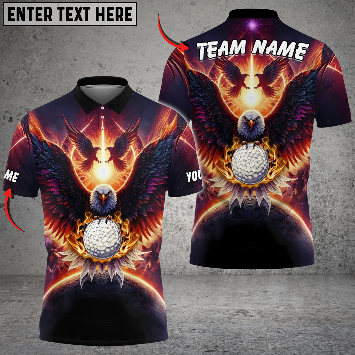 Blisscorners Golf Eagle Glow Multicolor Customized Name, Team Name 3D Shirts