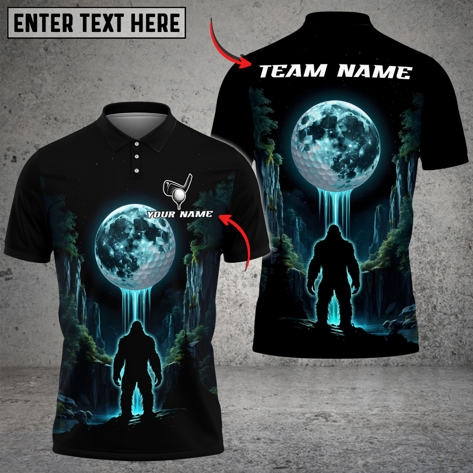 Blisscorners Golf Bigfoot Forest Moonlight Multicolor Customized Name, Team Name 3D Shirts