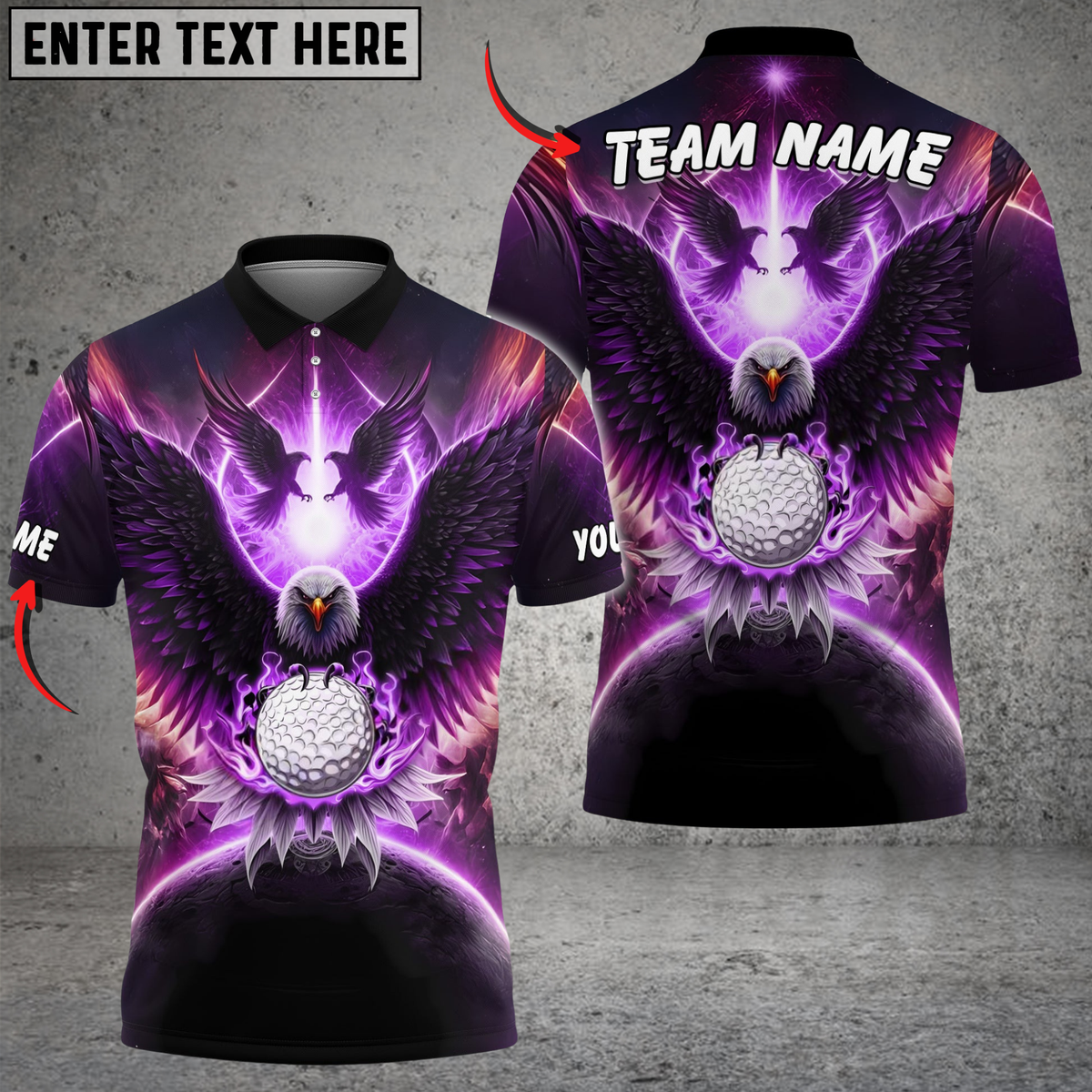 Blisscorners Golf Eagle Glow Multicolor Customized Name, Team Name 3D Shirts