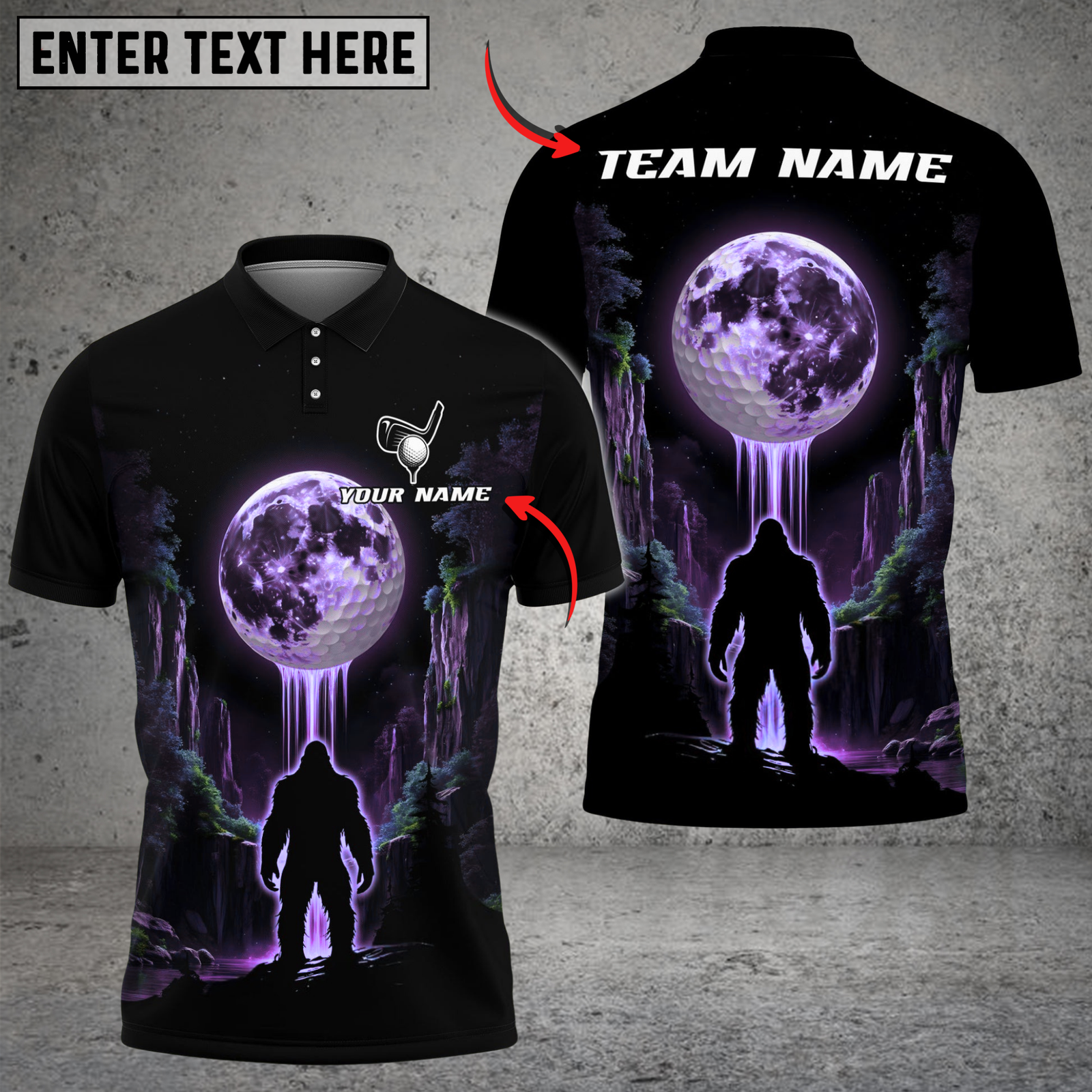Blisscorners Golf Bigfoot Forest Moonlight Multicolor Customized Name, Team Name 3D Shirts