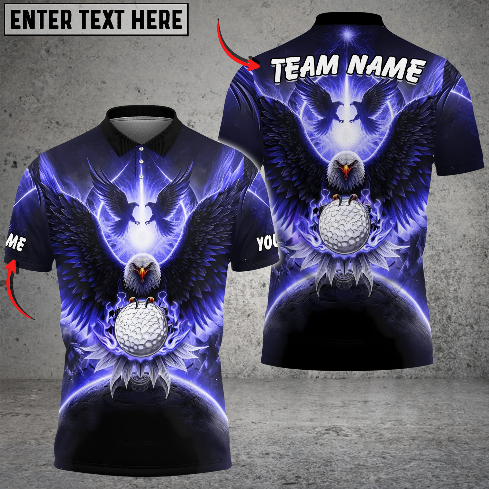 Blisscorners Golf Eagle Glow Multicolor Customized Name, Team Name 3D Shirts