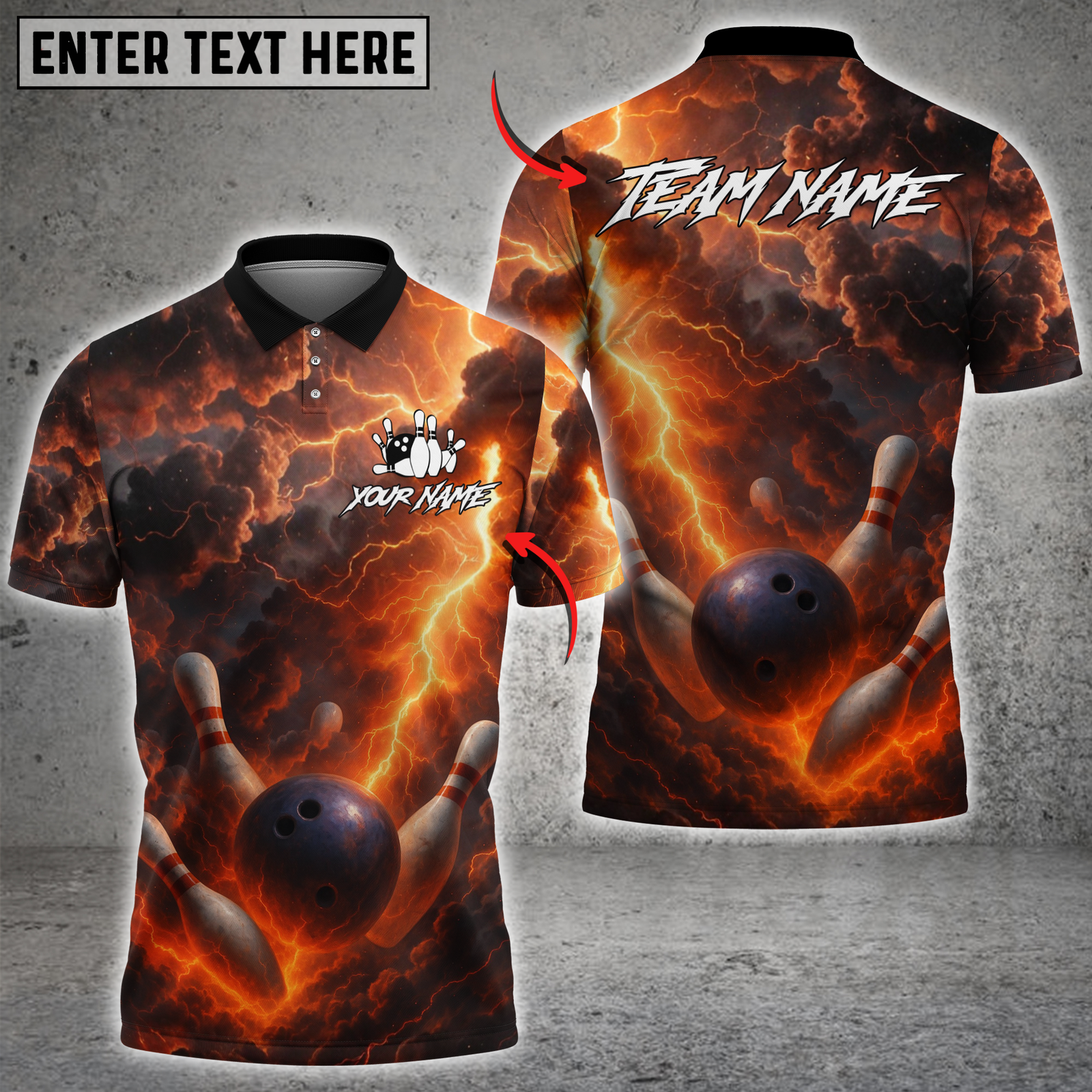 Blisscorners Bowling Thunder Strike Multicolor Customized Name, Team Name 3D Shirt