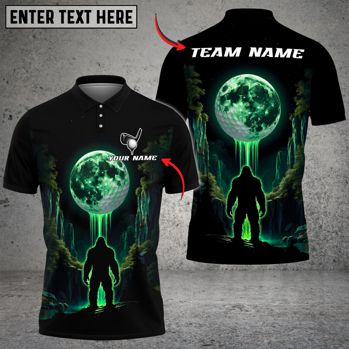 Blisscorners Golf Bigfoot Forest Moonlight Multicolor Customized Name, Team Name 3D Shirts