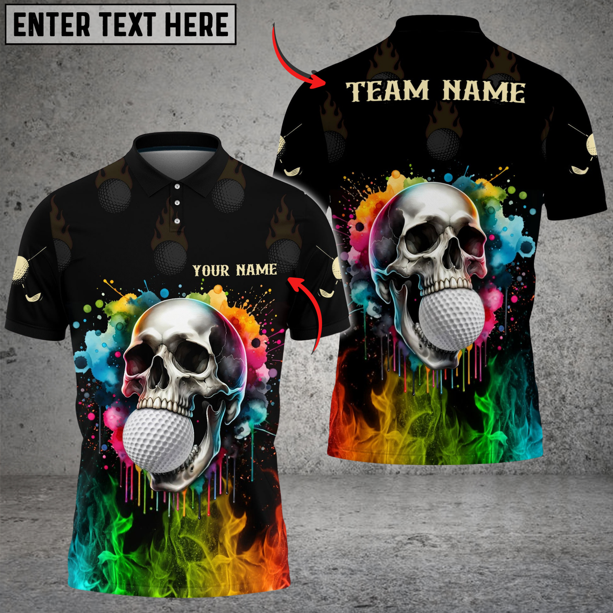 Blisscorners Flaming Golf Skull Personalized Name, Team Name 3D Unisex Shirt